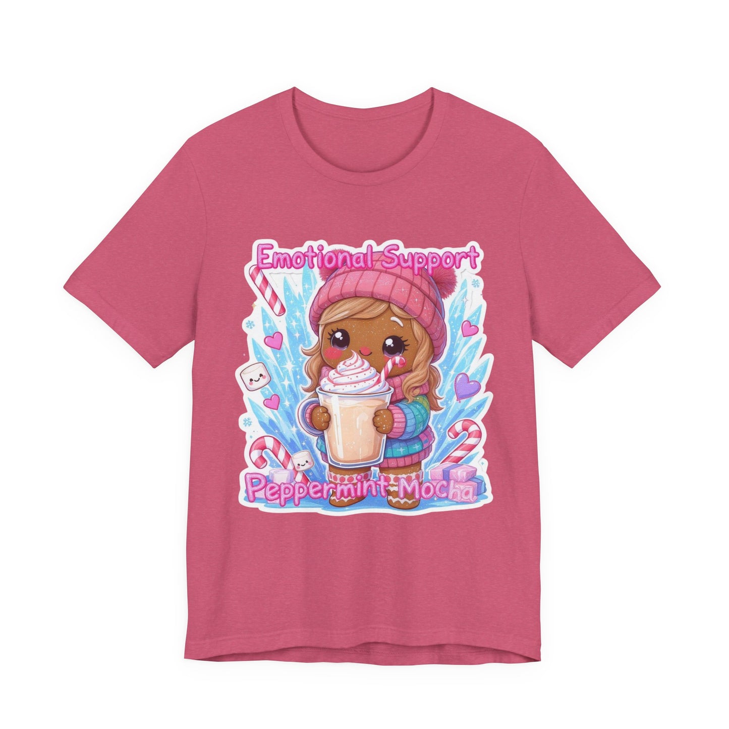 Cute Emotional Support Peppermint Mocha Tee, Funny Christmas Gift, Holiday Party Shirt, Kawaii Cute T-Shirt, Winter Vibes Clothing