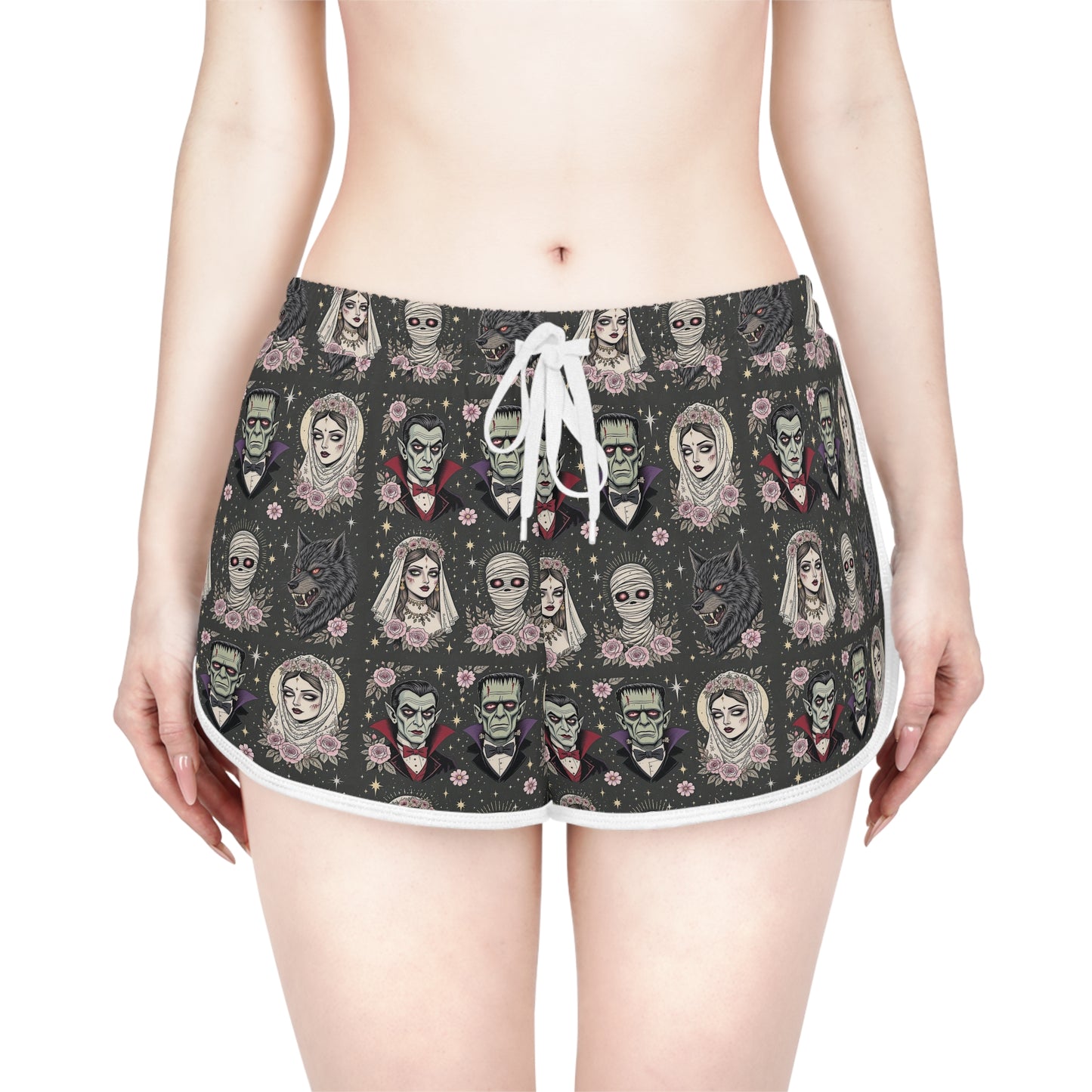 Gothic Women's Relaxed Shorts | Halloween Loungewear, Spooky Shorts, Fictional Characters, Cozy Summer Sleepwear, Party Attire