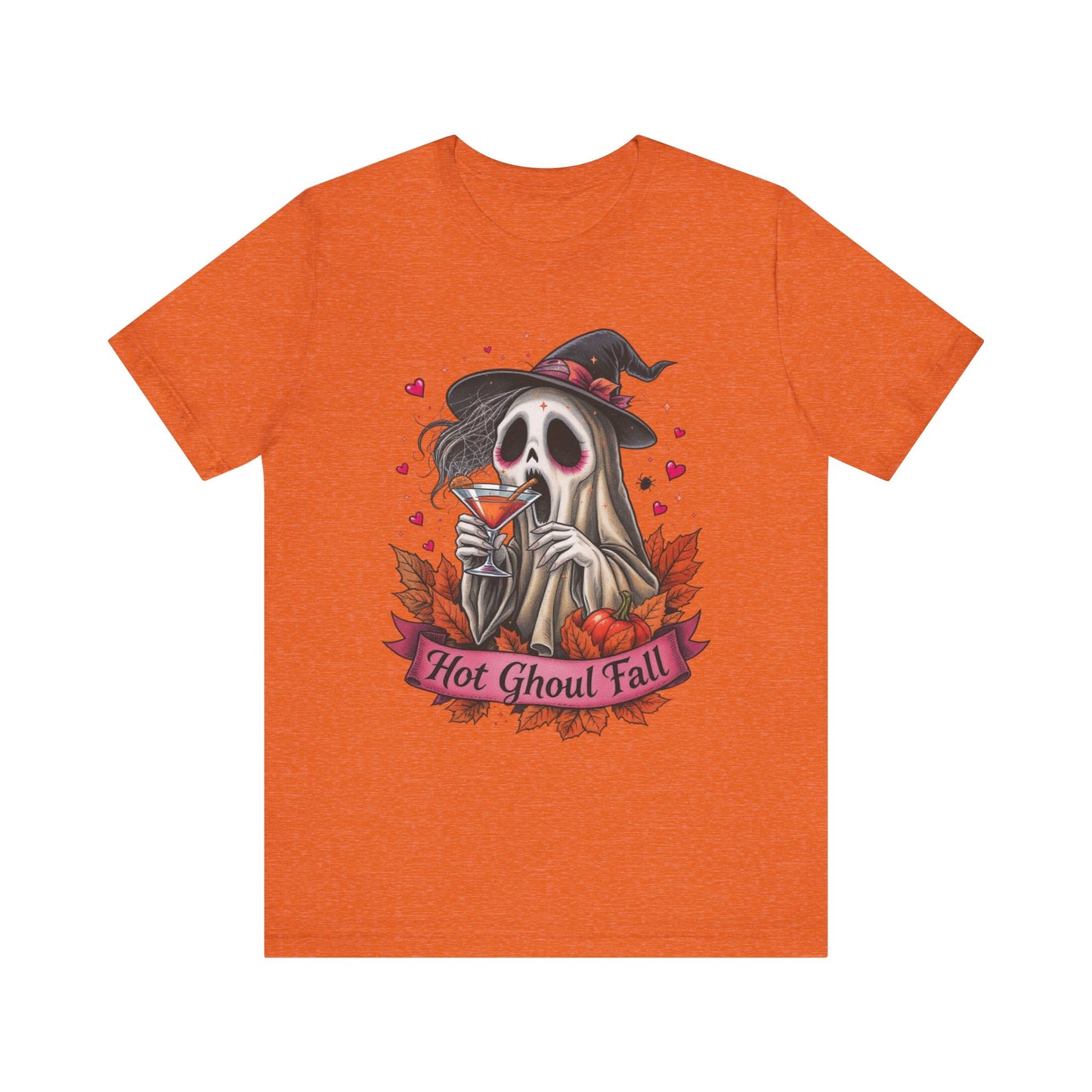 Hot Ghoul Fall Ghost Pumpkin Spice Unisex Tee, Halloween Shirt, Autumn Graphic T-Shirt, Spooky Season Top, October Apparel