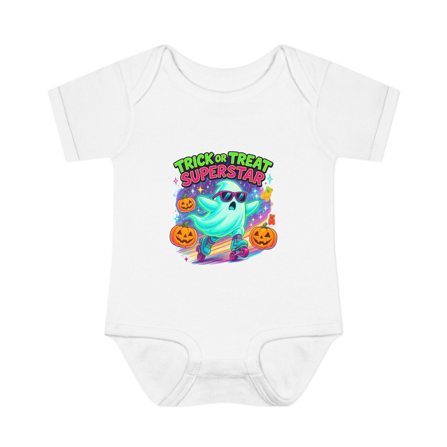 Trick or Treat Ghost Baby Bodysuit, Halloween Infant Onesie, Cute Baby Costume, Halloween Gift, Baby Superhero Outfit