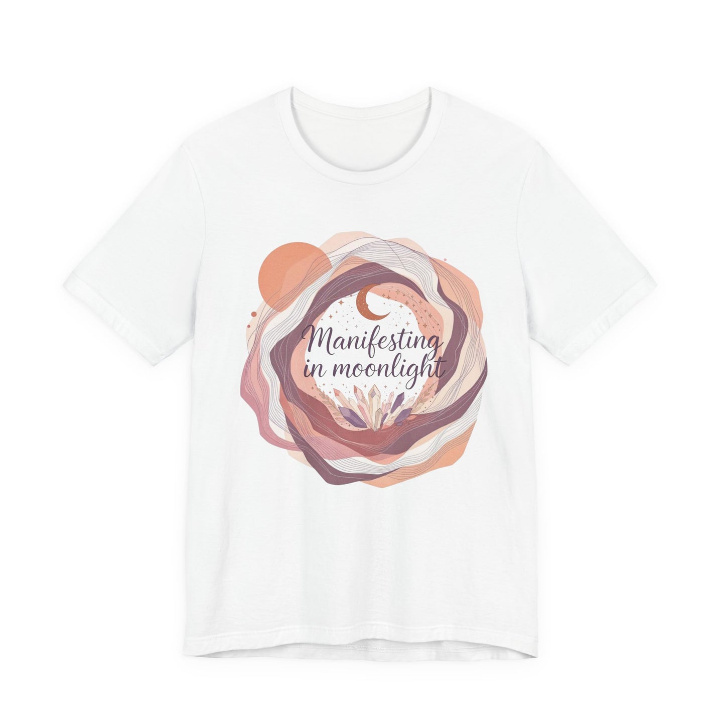 Manifesting in Moonlight Tee, Unisex Jersey Shirt, Boho Aesthetic T-Shirt, Gift for Spiritual Seekers, Moon Lovers Apparel, Affirmation Top