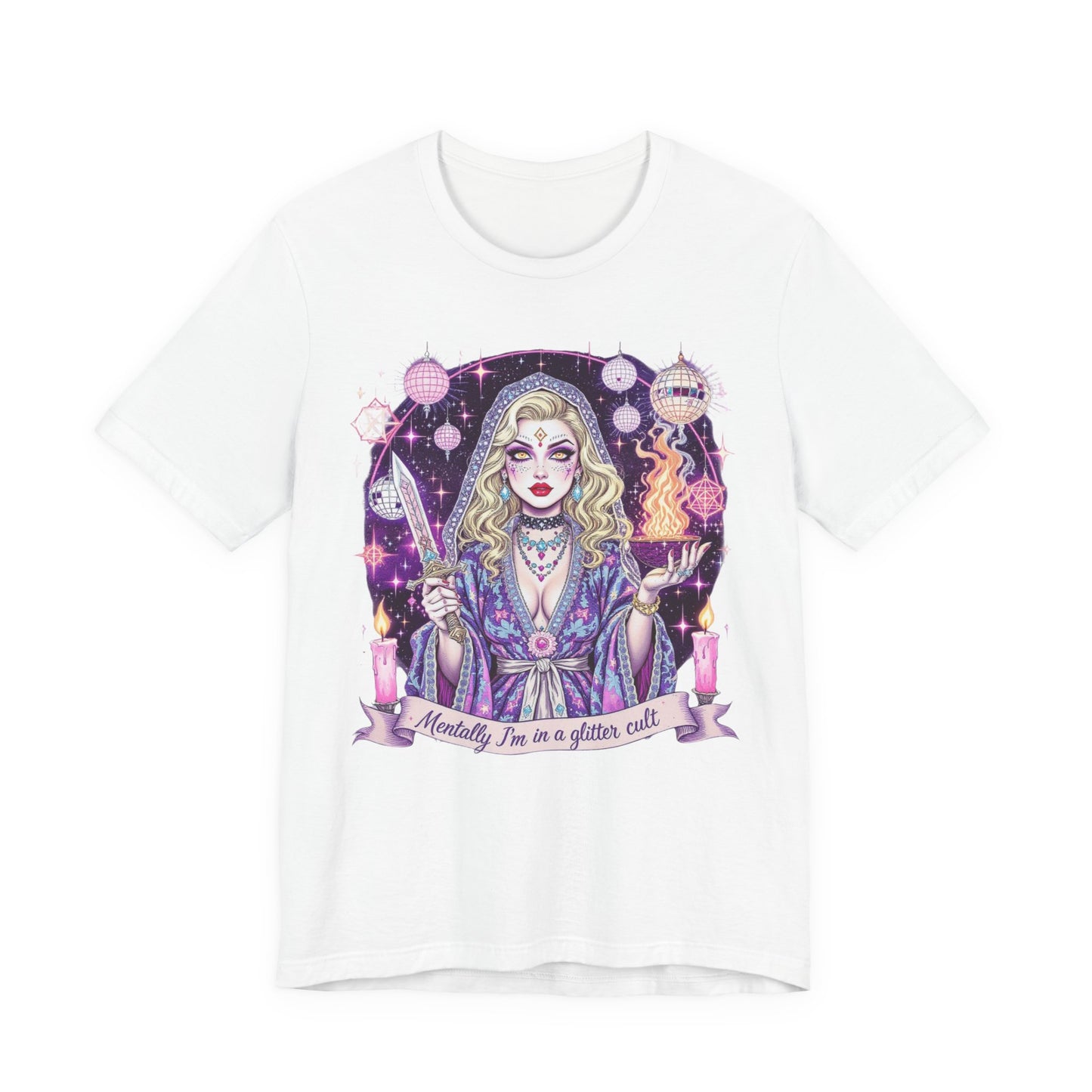 Mystical Graphic Tee - "Mentally I'm in a Glitter Cult" T-shirt, Witchy Apparel, Gift for Magic Lovers, Aesthetic Cute Tee, Casual Outfit