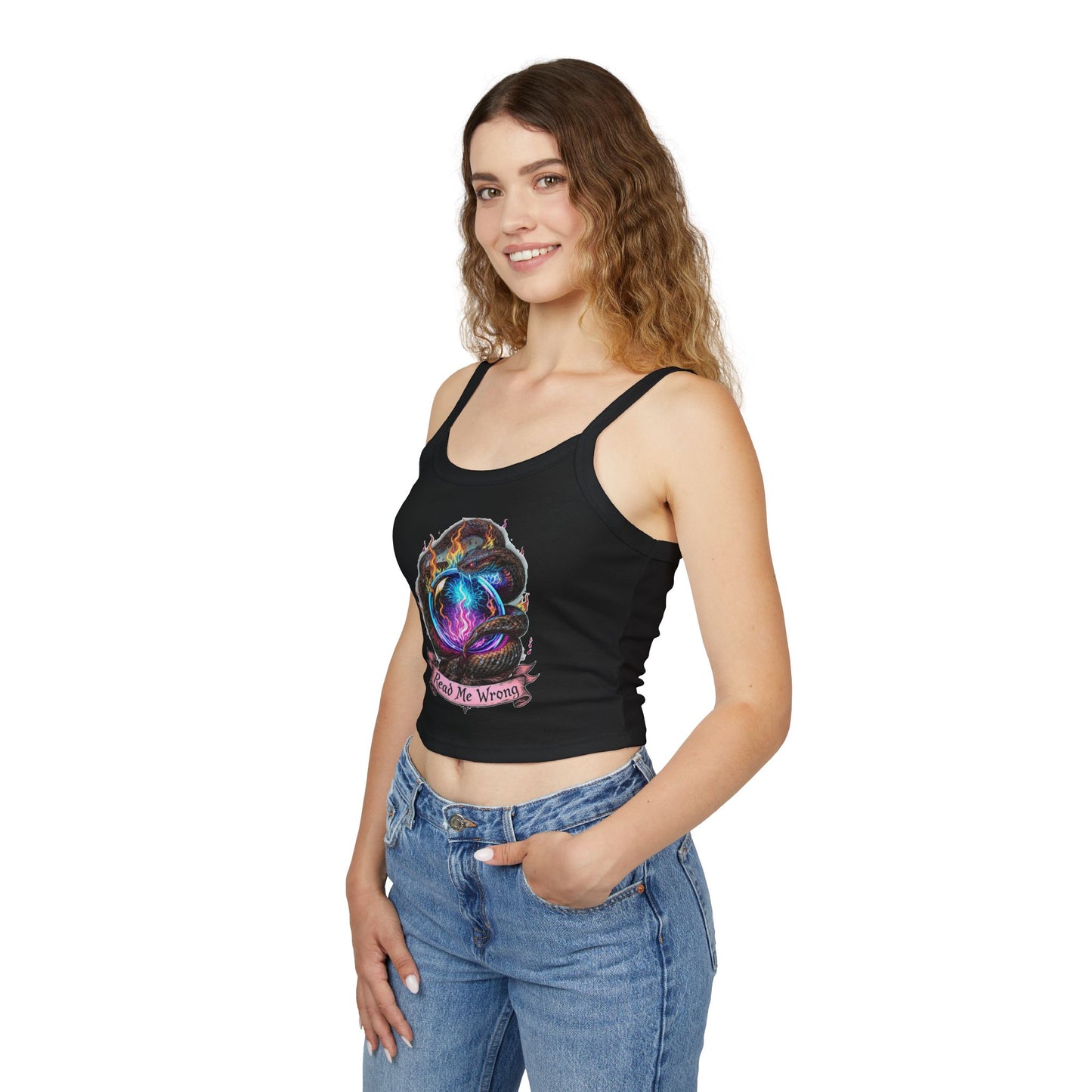 Mystical Read Me Wrong Spaghetti Strap Tank Top, Bohemian Women's Top, Summer Wear, Festival Fashion, Trendy Crop Top
