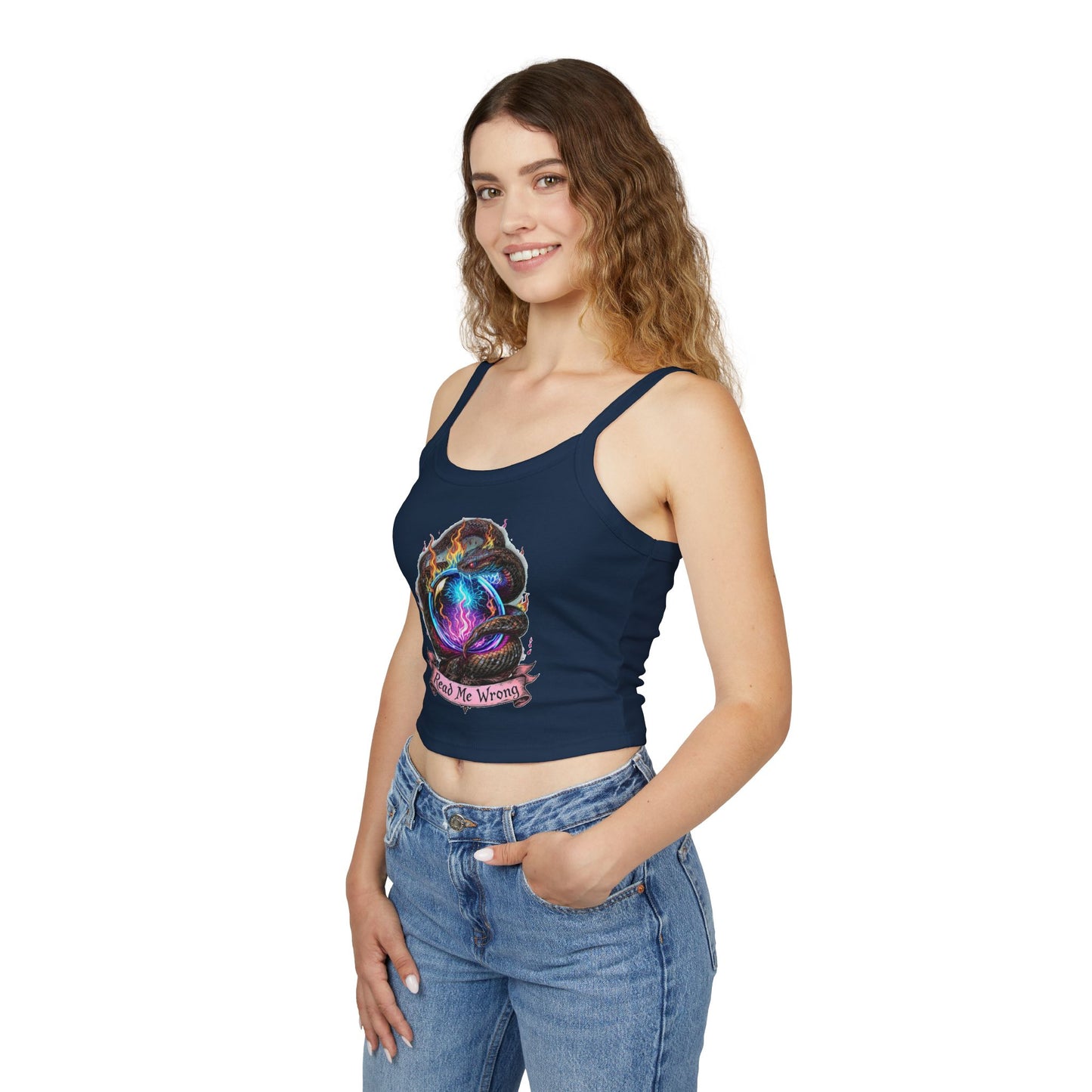 Mystical Read Me Wrong Spaghetti Strap Tank Top, Bohemian Women's Top, Summer Wear, Festival Fashion, Trendy Crop Top