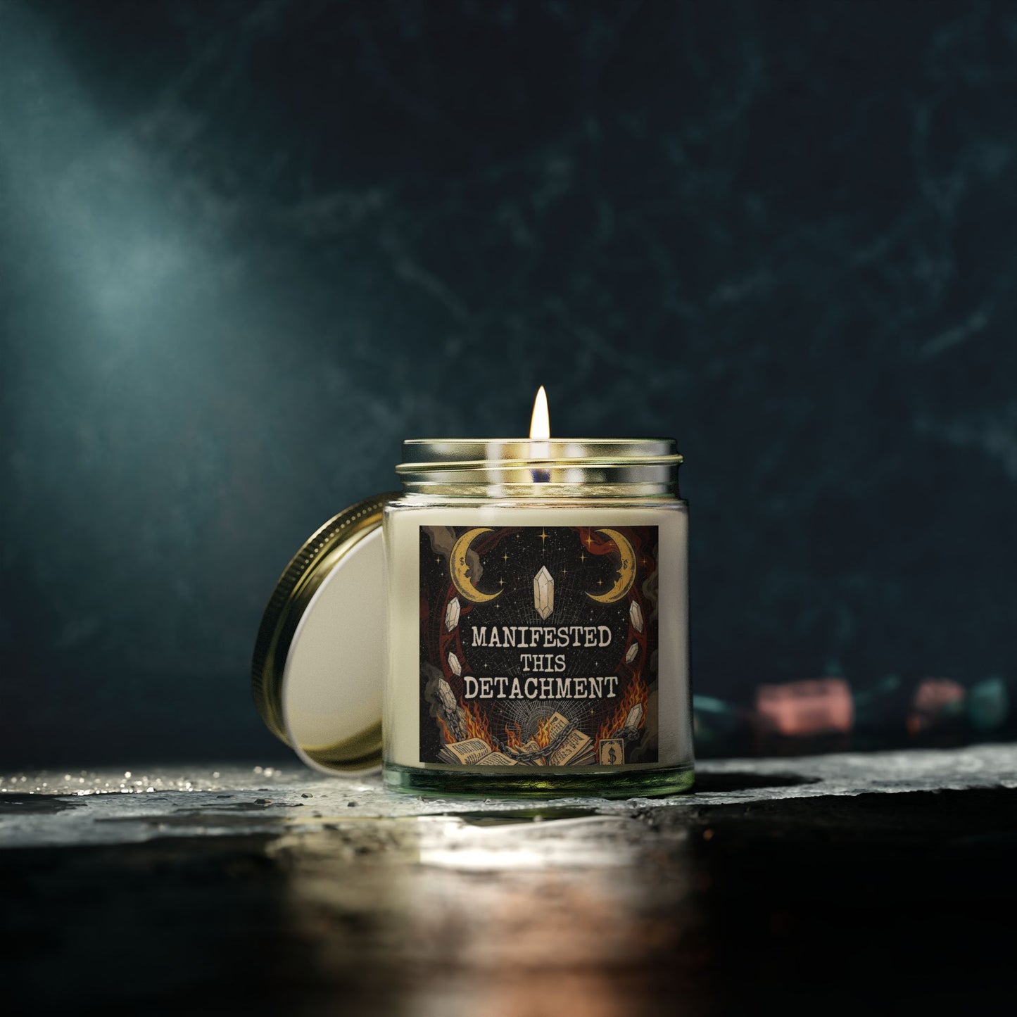 Manifested Detachment Scented Candle, Aromatherapy Gift, Home Decor, Crystal Energy, Meditation Essential