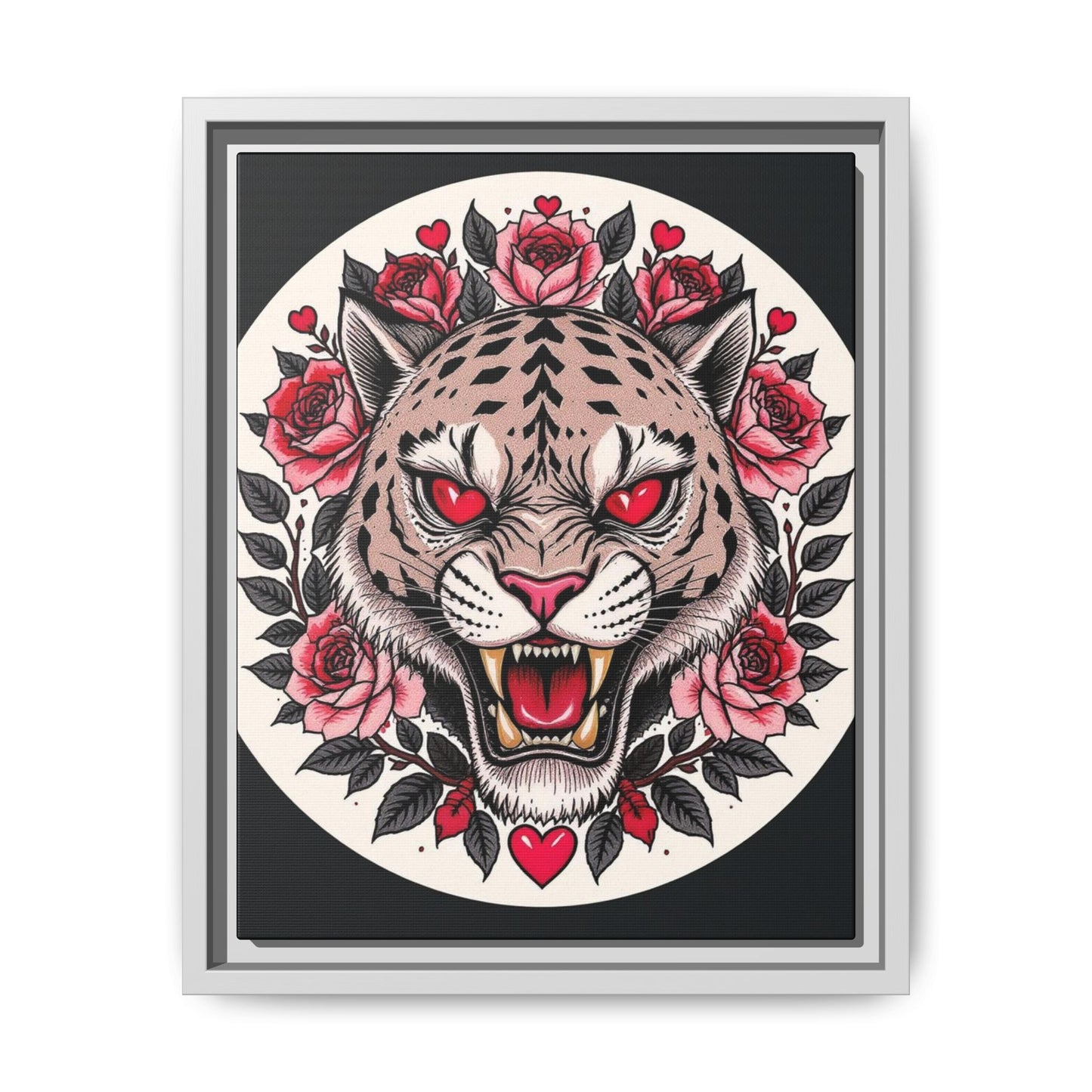 Framed Art Print: Fierce Tiger Portrait, Wall Decor, Tattoo Art, Animal Print, Gift for Nature Lovers