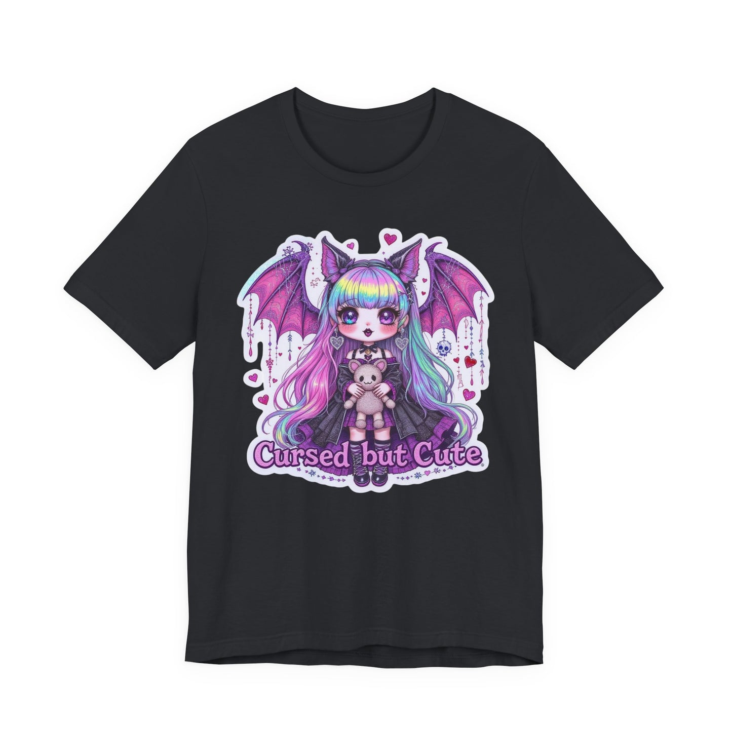 Cursed but Cute Tee, Cute T-Shirt, Gothic Fashion Tee, Kawaii Graphic Tee, Halloween Shirt, Unisex Casual Wear, Unique Gift