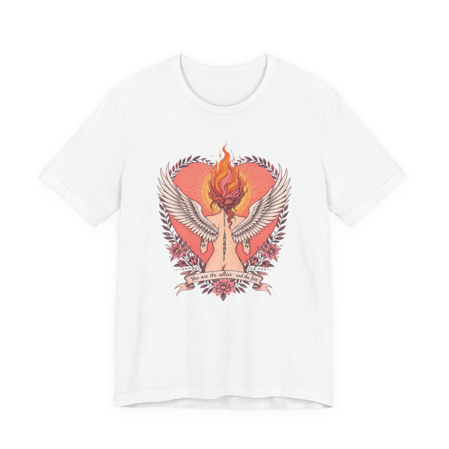 Phoenix Heart Graphic Tee, Flame Wings Shirt, Unisex T-Shirt for Couples, Creative Gift for Birthdays, Inspirational Apparel