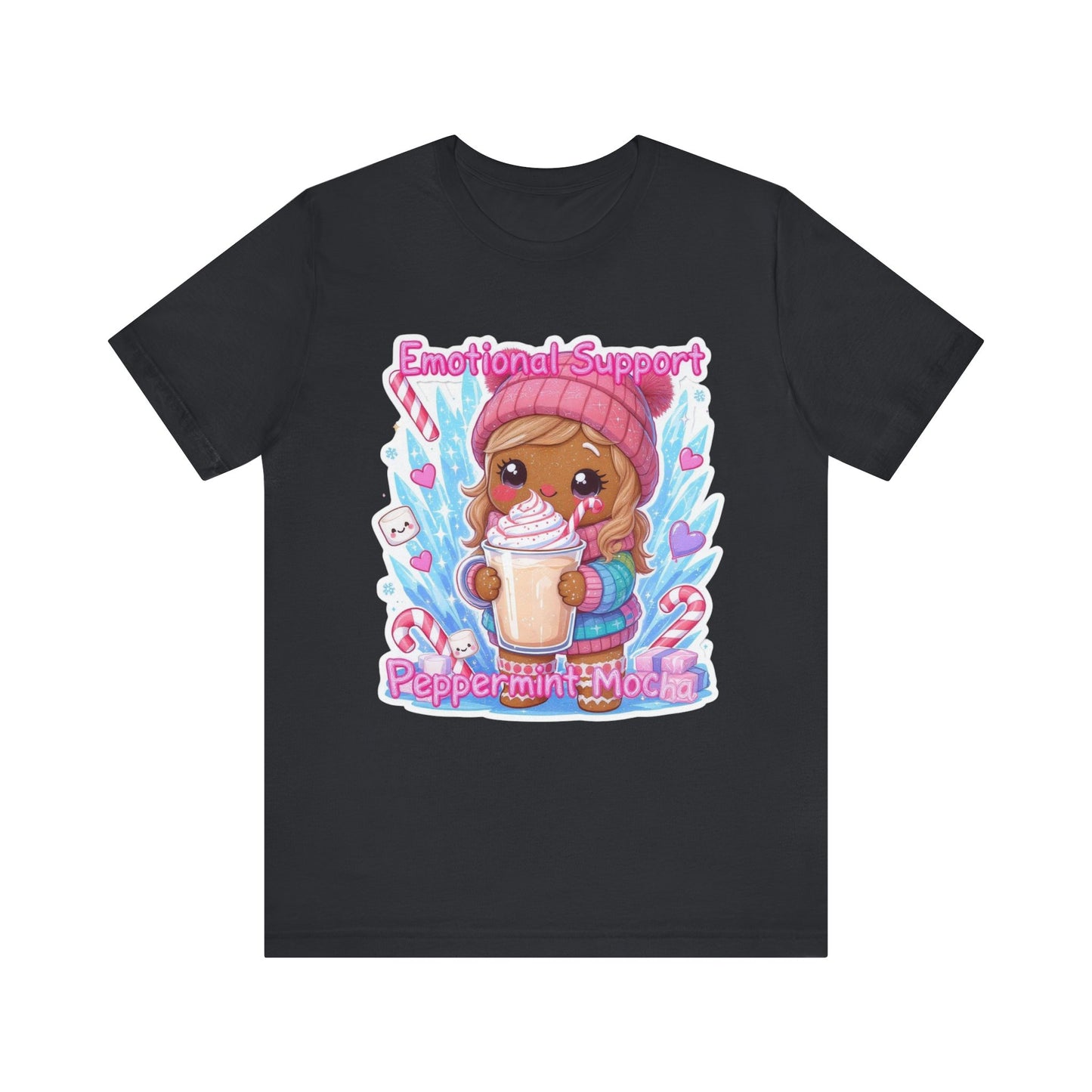 Cute Emotional Support Peppermint Mocha Tee, Funny Christmas Gift, Holiday Party Shirt, Kawaii Cute T-Shirt, Winter Vibes Clothing