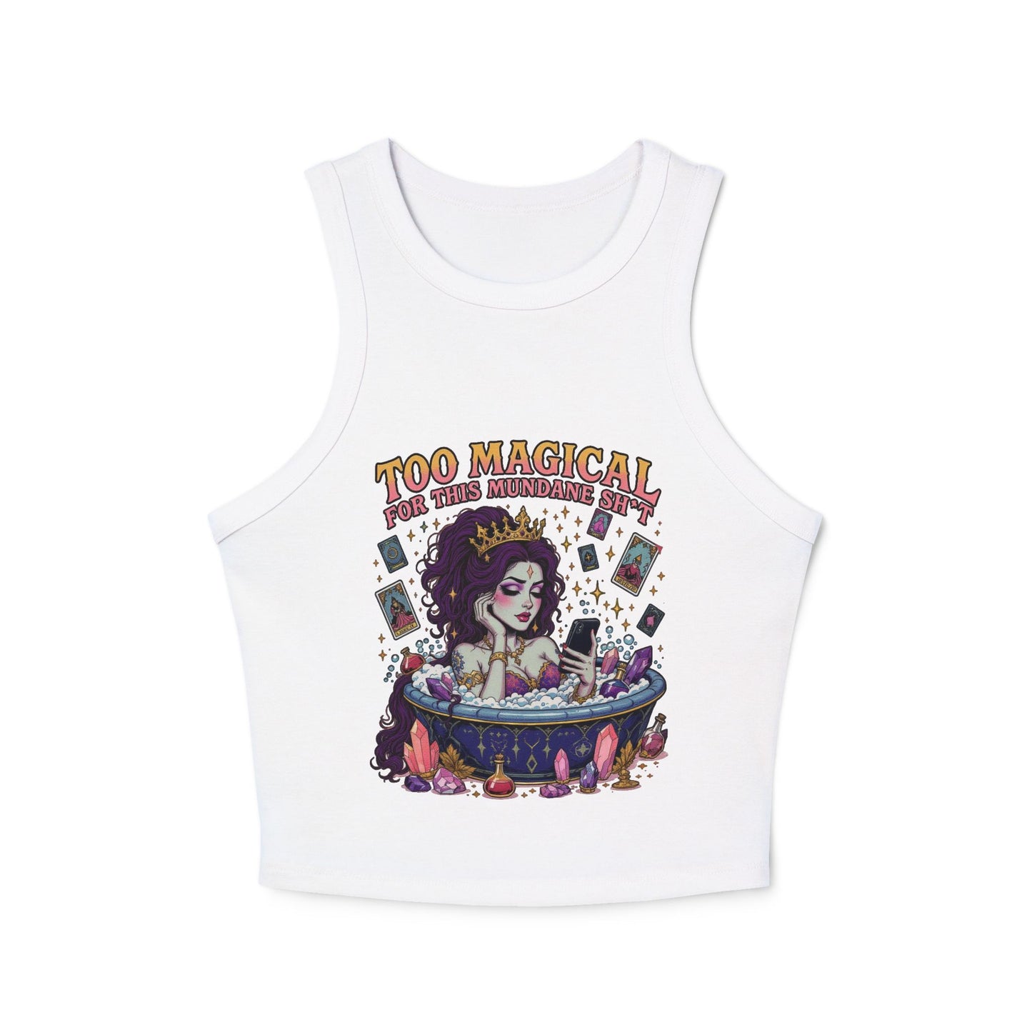 Too Magical Women's Micro Rib Racer Tank Top, Crop Top, Summer Fashion, Festival Wear, Casual Outfit, Witchy Style