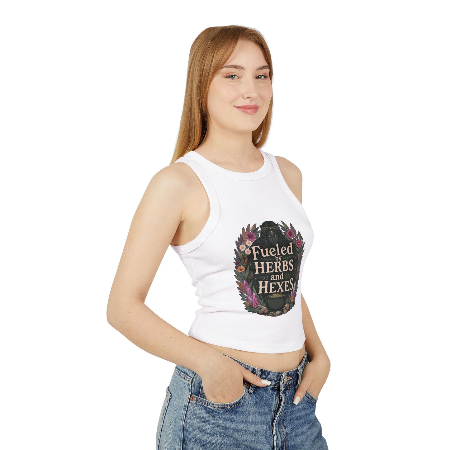 Feminine Witchy Crop Tank Top, Fuel Your Spirit, Occult Apparel, Boho Style, Magical Gifts, Summer Vibes