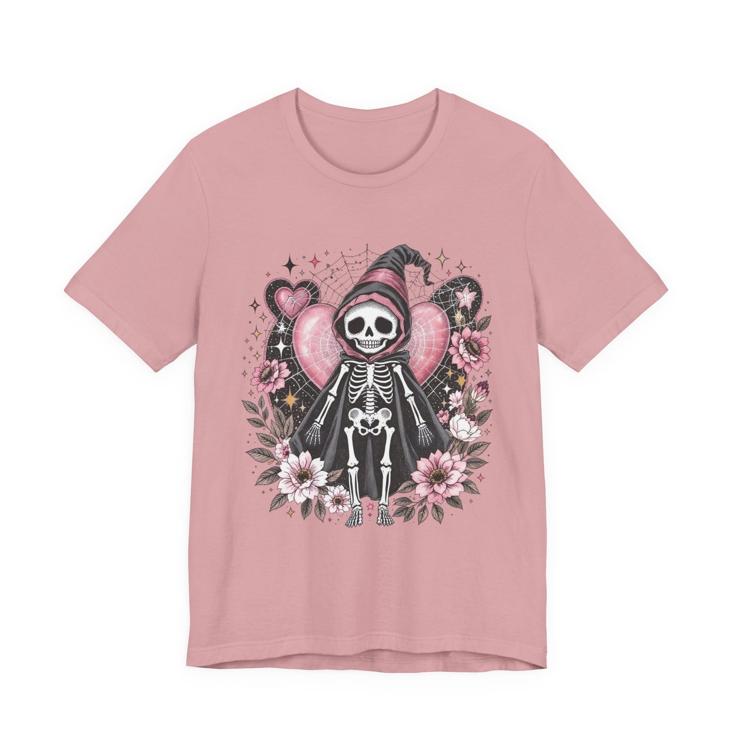 Skeleton Love Graphic Tee, Unisex T-Shirt, Halloween Apparel, Floral Skeleton Shirt, Edgy Gift for Her