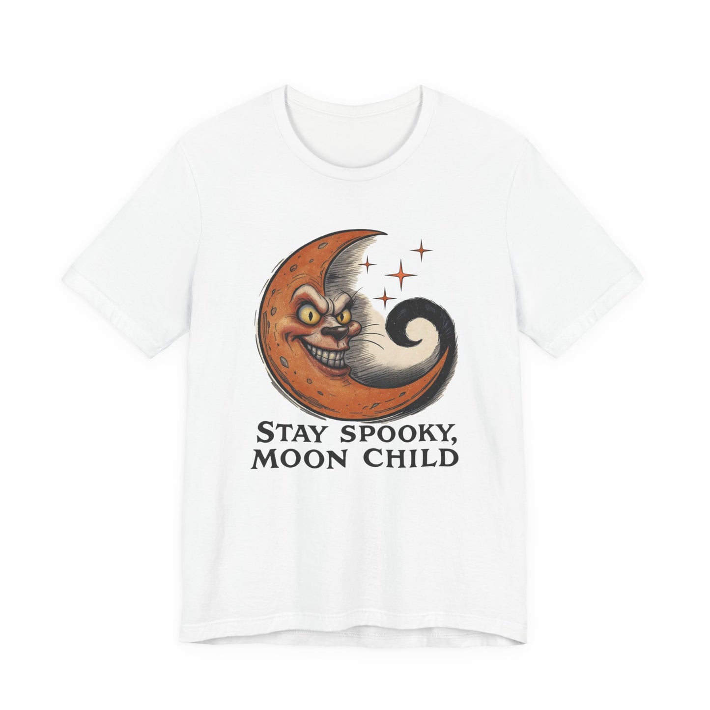 Stay Spooky Moon Child Unisex Tee, Halloween Shirt, Gift for Wizards, Witchy Apparel, Summer Nights Tee