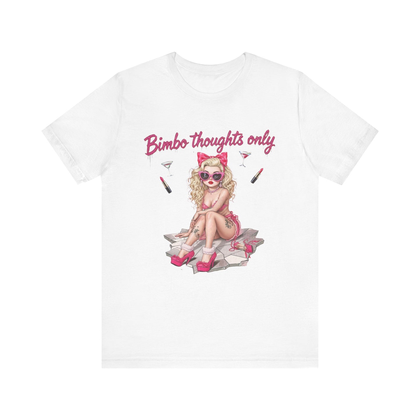 Bimbo Thoughts Short Sleeve Tee, Cute Graphic T-Shirt, Trendy Casual Wear, Fun Summer Top, Gift for Friends, Fashion Statement