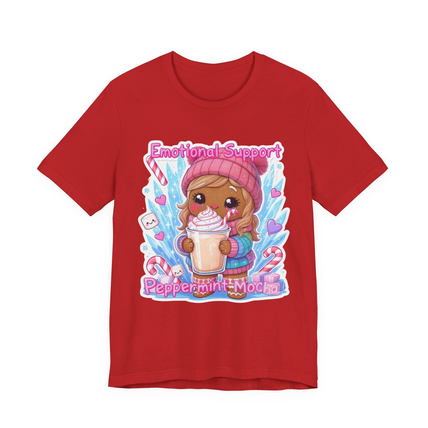 Cute Emotional Support Peppermint Mocha Tee, Funny Christmas Gift, Holiday Party Shirt, Kawaii Cute T-Shirt, Winter Vibes Clothing