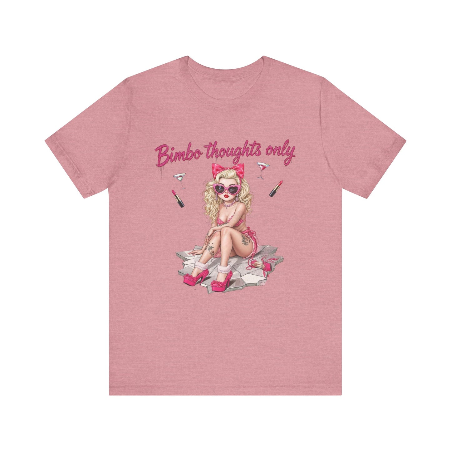Bimbo Thoughts Short Sleeve Tee, Cute Graphic T-Shirt, Trendy Casual Wear, Fun Summer Top, Gift for Friends, Fashion Statement