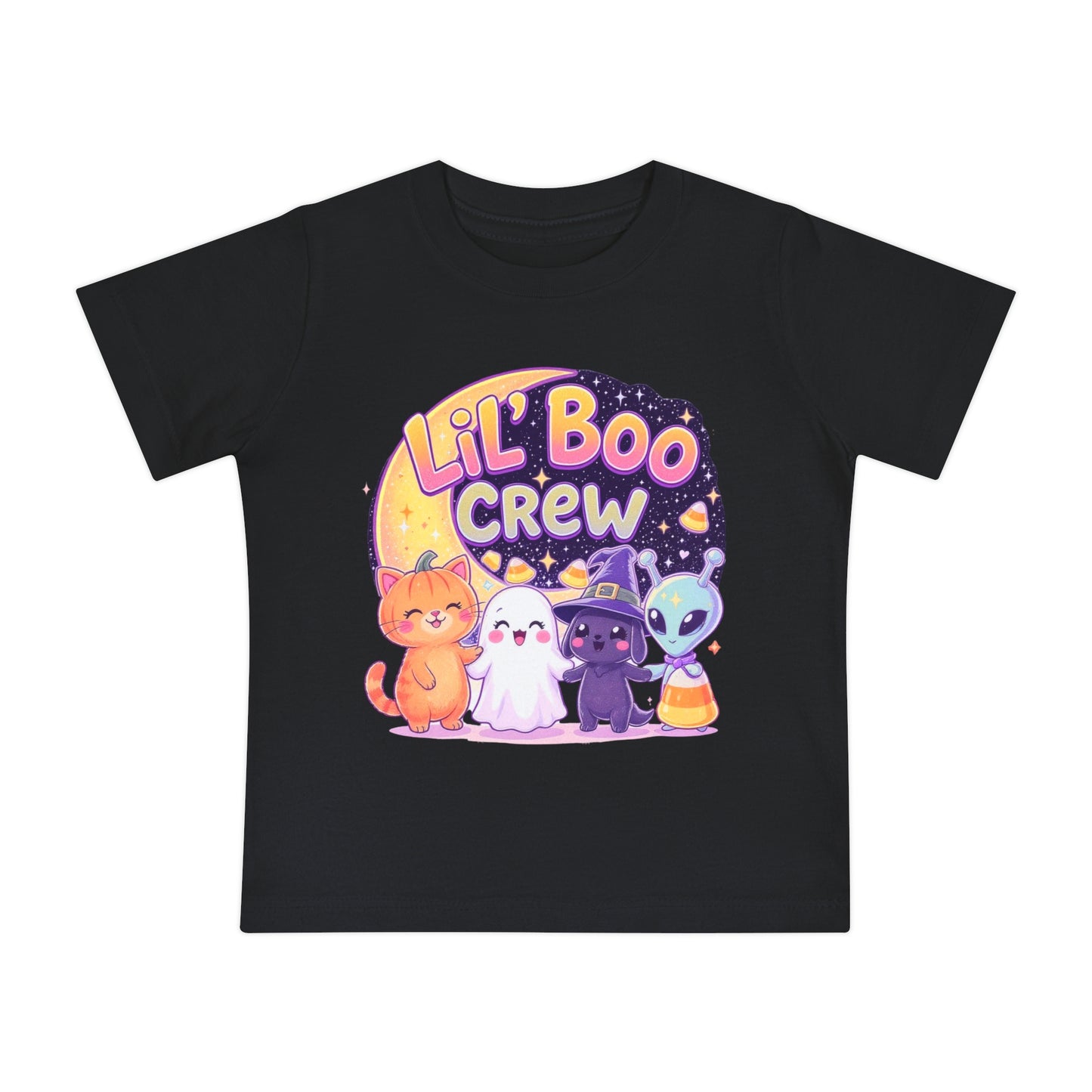 Lil Boo Crew Baby T-Shirt, Cute Halloween Kids Tee, Adorable Cat Ghost Alien Shirt, Toddler Fall Fashion, Spooky Baby Outfit