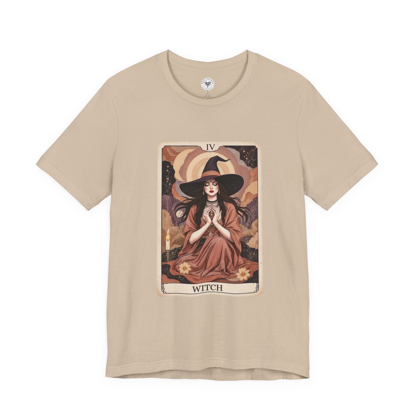Witch Graphic Tee - Unisex Jersey Short Sleeve T-Shirt, Spooky Casual Wear, Tarot Card Style, Great for Halloween, Gift for Witches