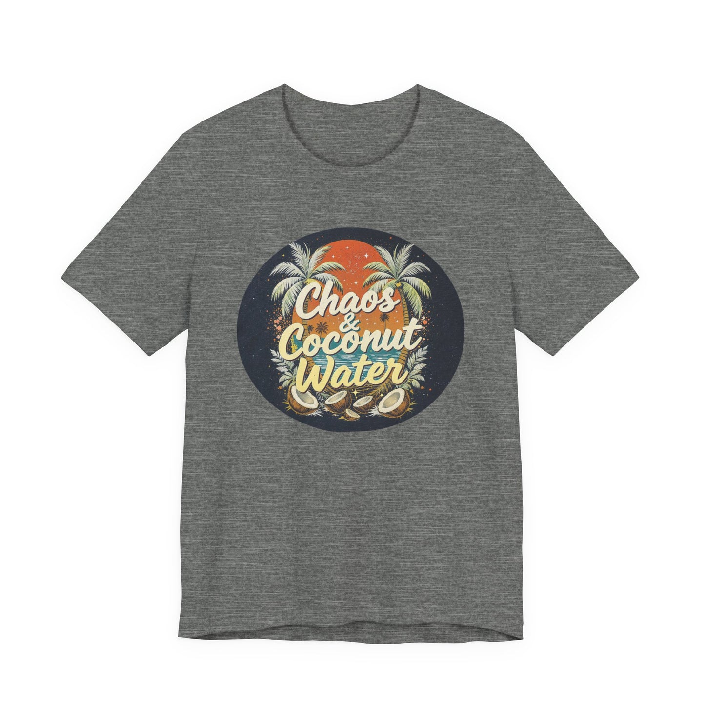 Tropical Vibes Tee - Chaos & Coconut Water Short Sleeve Shirt for Summer Beach Days, Travel, Gifts, Relaxation, Casual Wear, Vacation