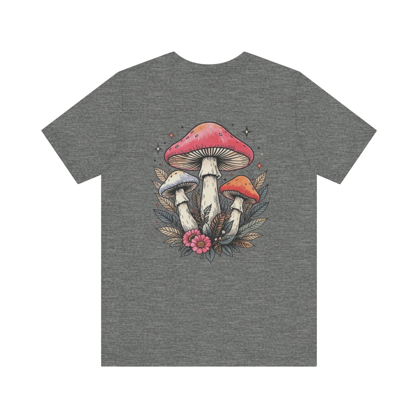 Mushroom Art Tee, Unisex Graphic T-Shirt, Boho Style Apparel, Nature Lover Gift, Festival Outfit, Comfortable Casual Wear