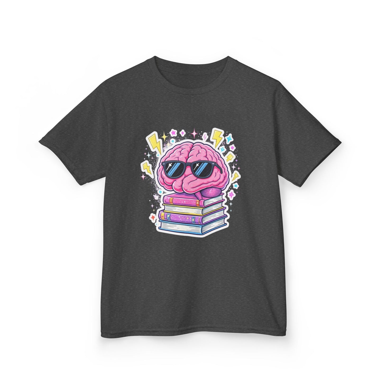 Cool Brainy Kids Tee - Fun Graphic T-Shirt for Students, Gift for Book Lovers, Classroom Wear, Science Theme, Back to School