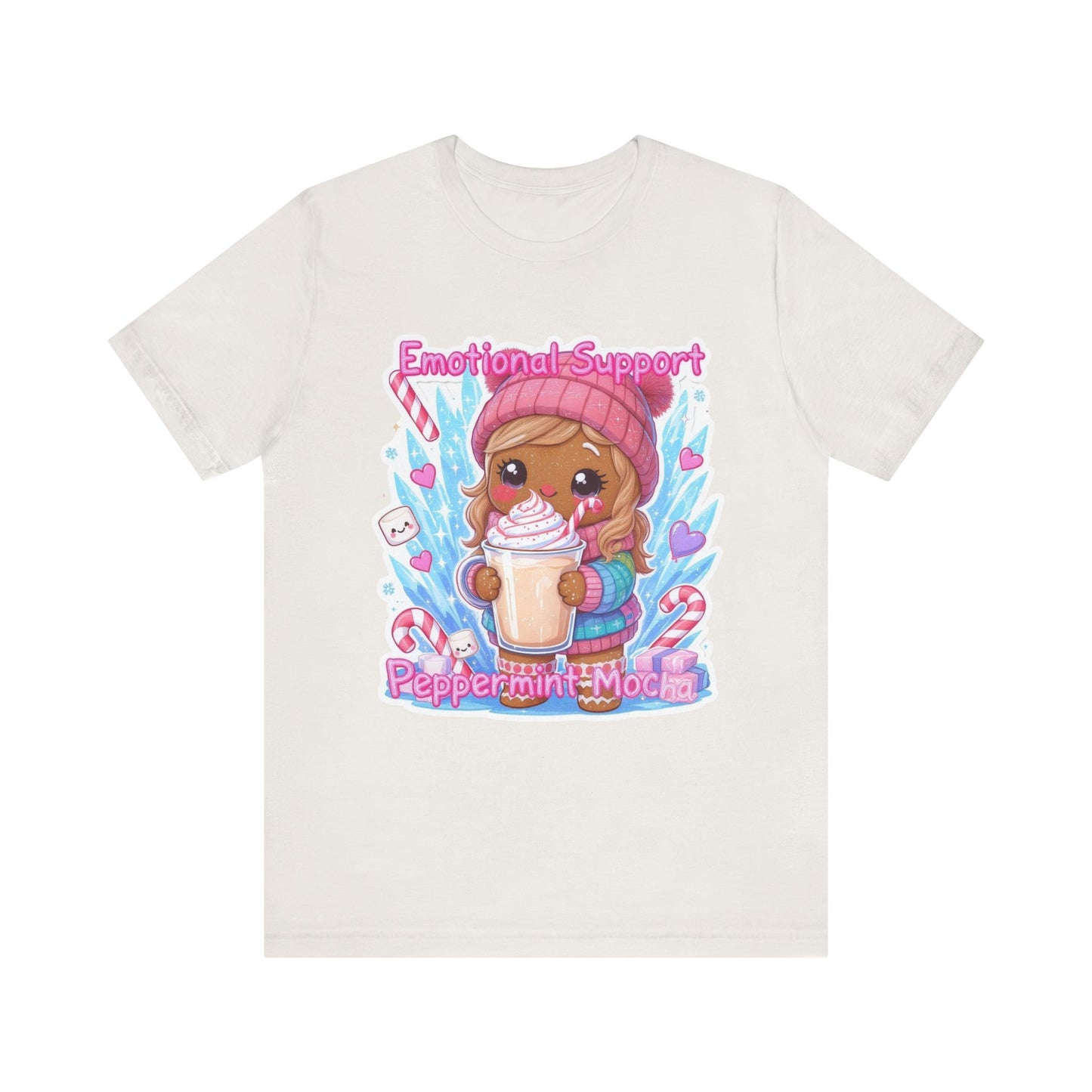 Cute Emotional Support Peppermint Mocha Tee, Funny Christmas Gift, Holiday Party Shirt, Kawaii Cute T-Shirt, Winter Vibes Clothing