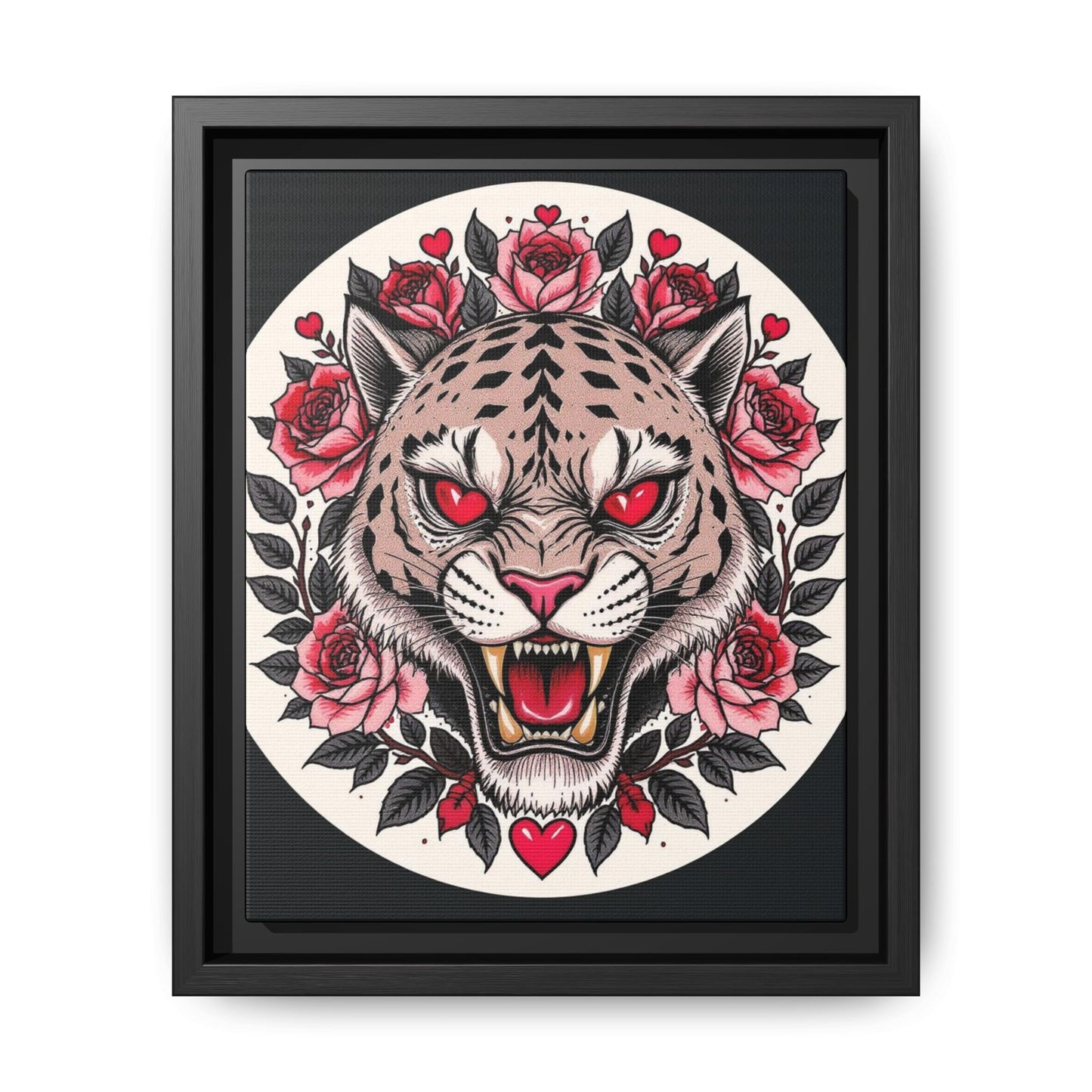 Framed Art Print: Fierce Tiger Portrait, Wall Decor, Tattoo Art, Animal Print, Gift for Nature Lovers