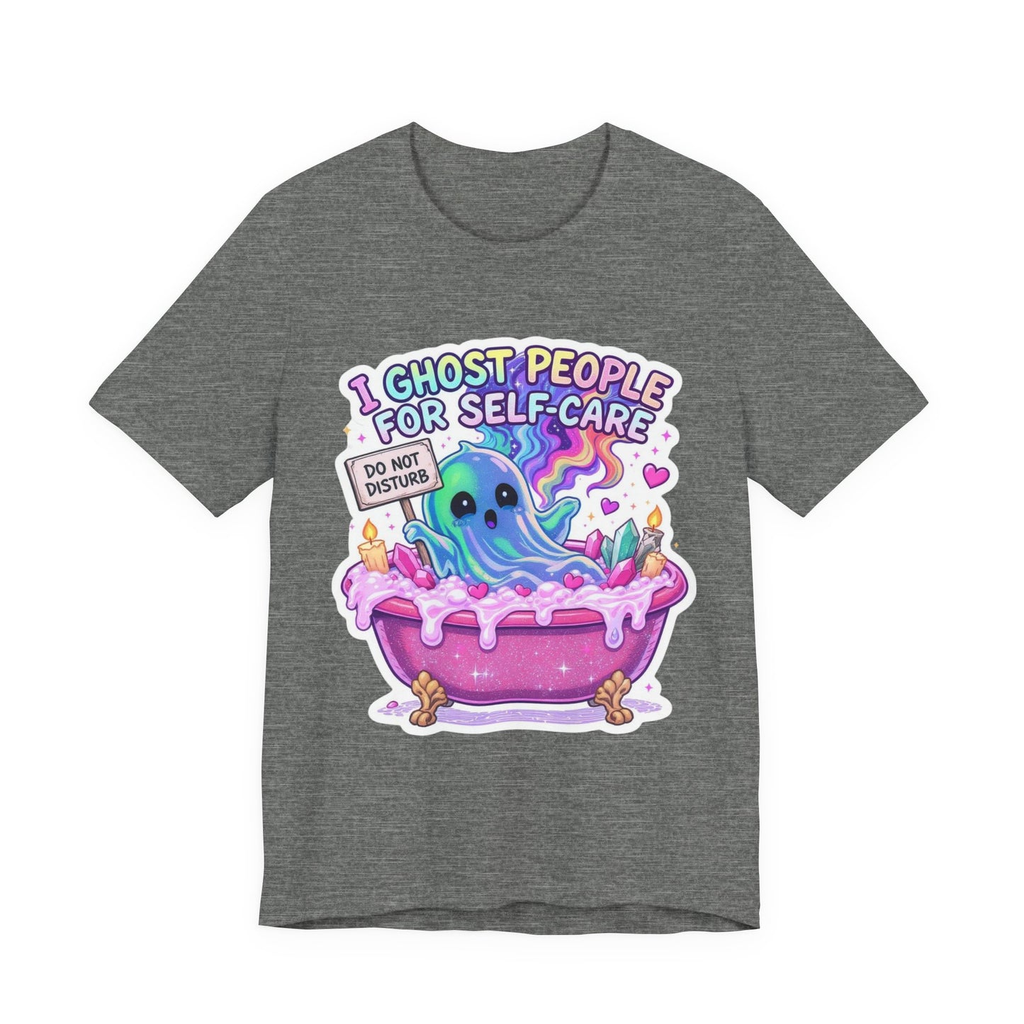 Cute Ghost Self-Care Tee, Unisex Graphic T-Shirt, Halloween Shirt, Self-Love Gift, Quirky Apparel