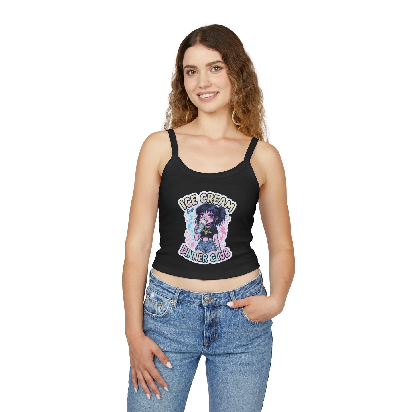 Ice Cream Dinner Club Women's Spaghetti Strap Tank Top, Cute Summer Top, Festival Outfit, Gift for Her, Ice Cream Lover's Apparel