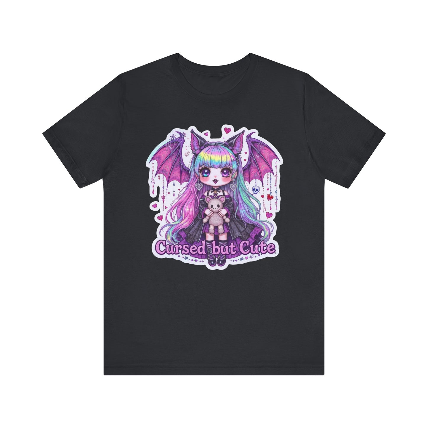 Cursed but Cute Tee, Cute T-Shirt, Gothic Fashion Tee, Kawaii Graphic Tee, Halloween Shirt, Unisex Casual Wear, Unique Gift