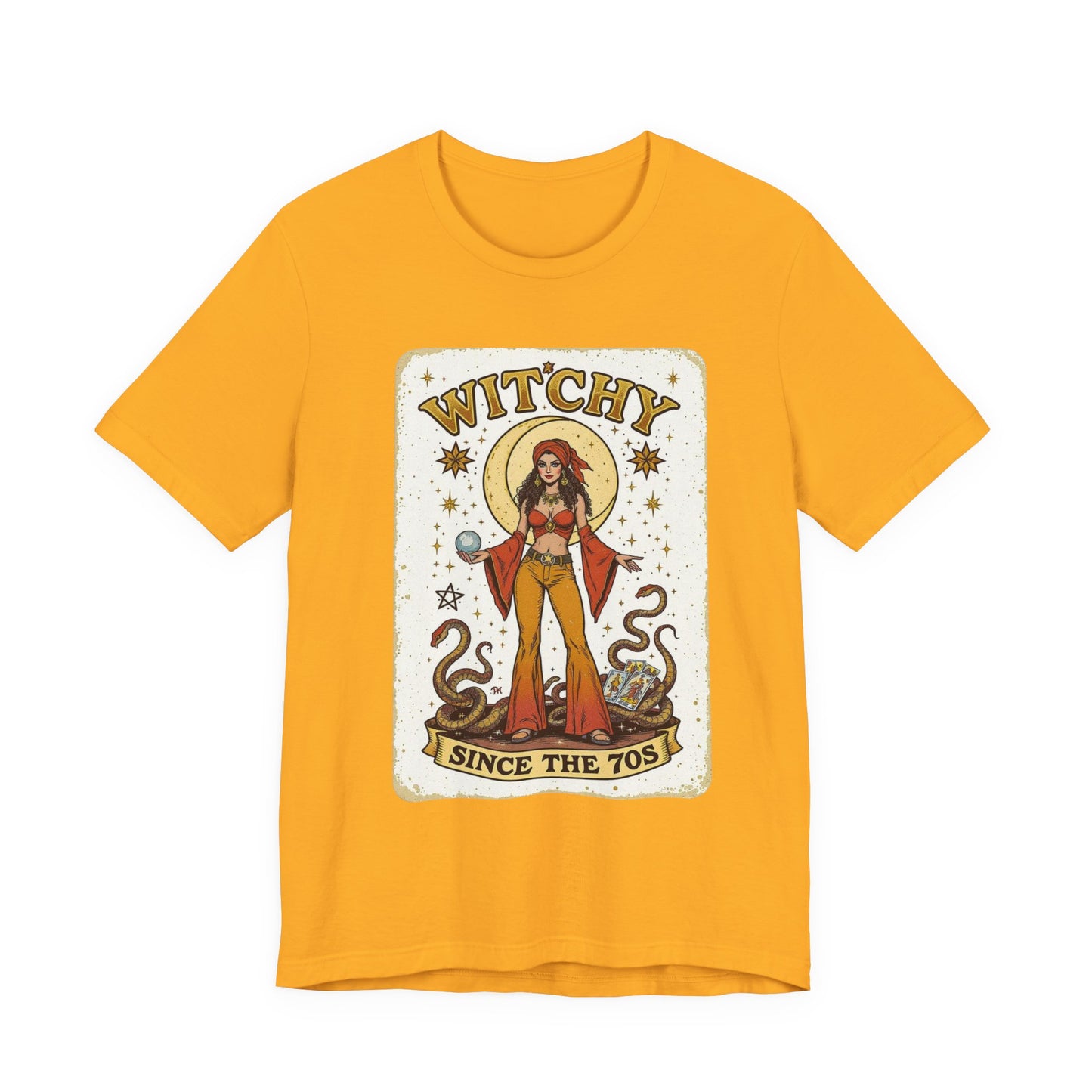 Witchy Graphic Tee, Unisex Vintage Shirt, 70s Inspired Apparel, Perfect Gift for Witch Lovers, Casual Summer Wear, Halloween Outfit