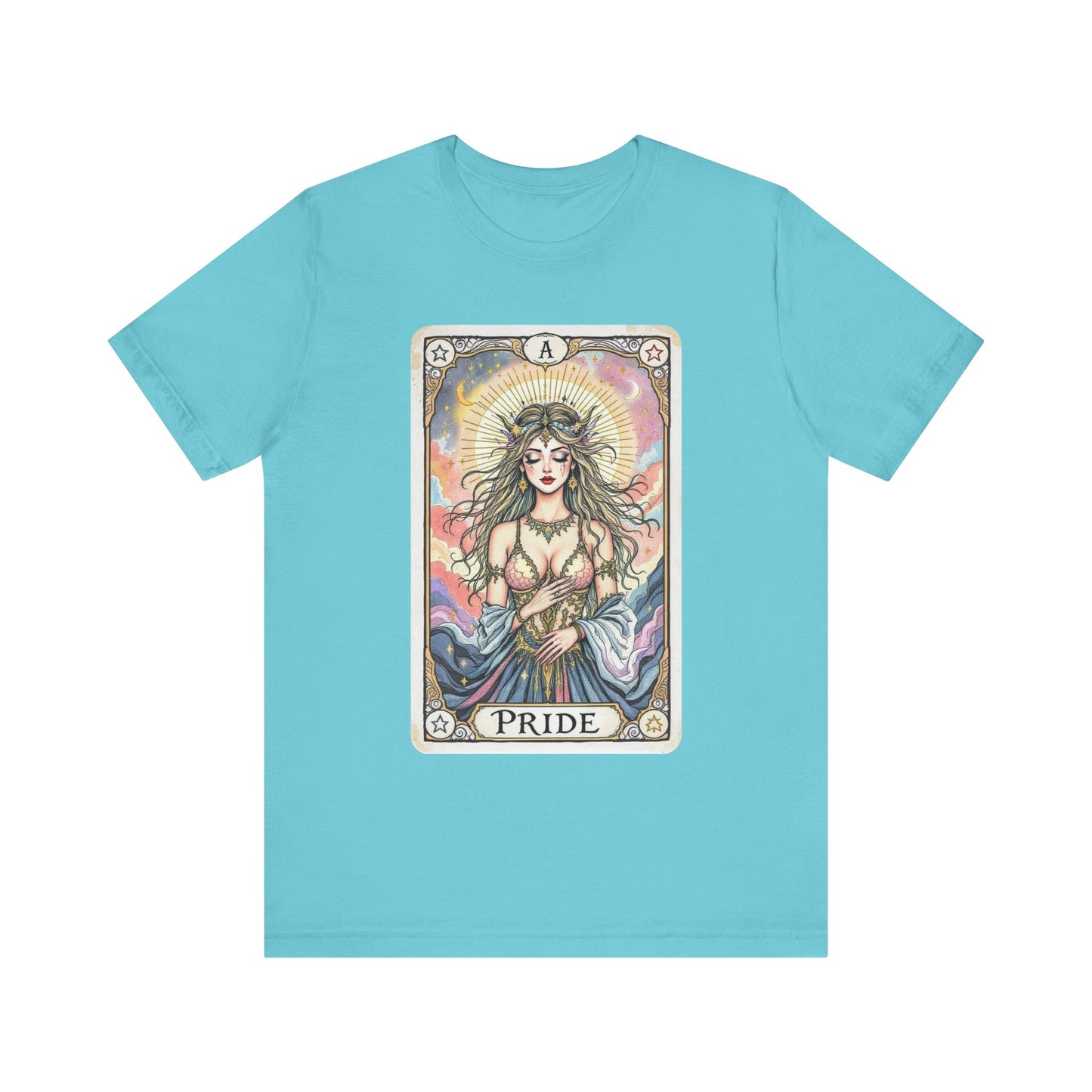 Pride Tarot Card Tee, Unisex Short Sleeve Shirt, Boho Fashion Top, Spiritual Gift, Birthday Gift, Tarot Enthusiast Wear