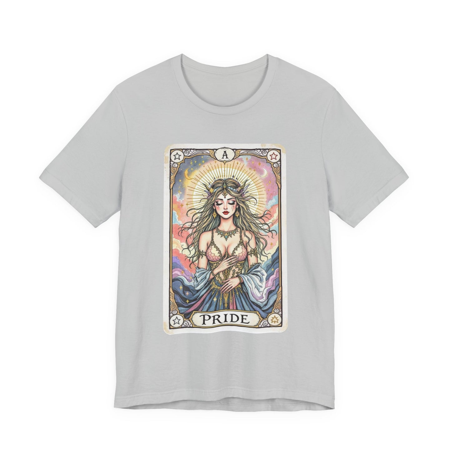 Pride Tarot Card Tee, Unisex Short Sleeve Shirt, Boho Fashion Top, Spiritual Gift, Birthday Gift, Tarot Enthusiast Wear