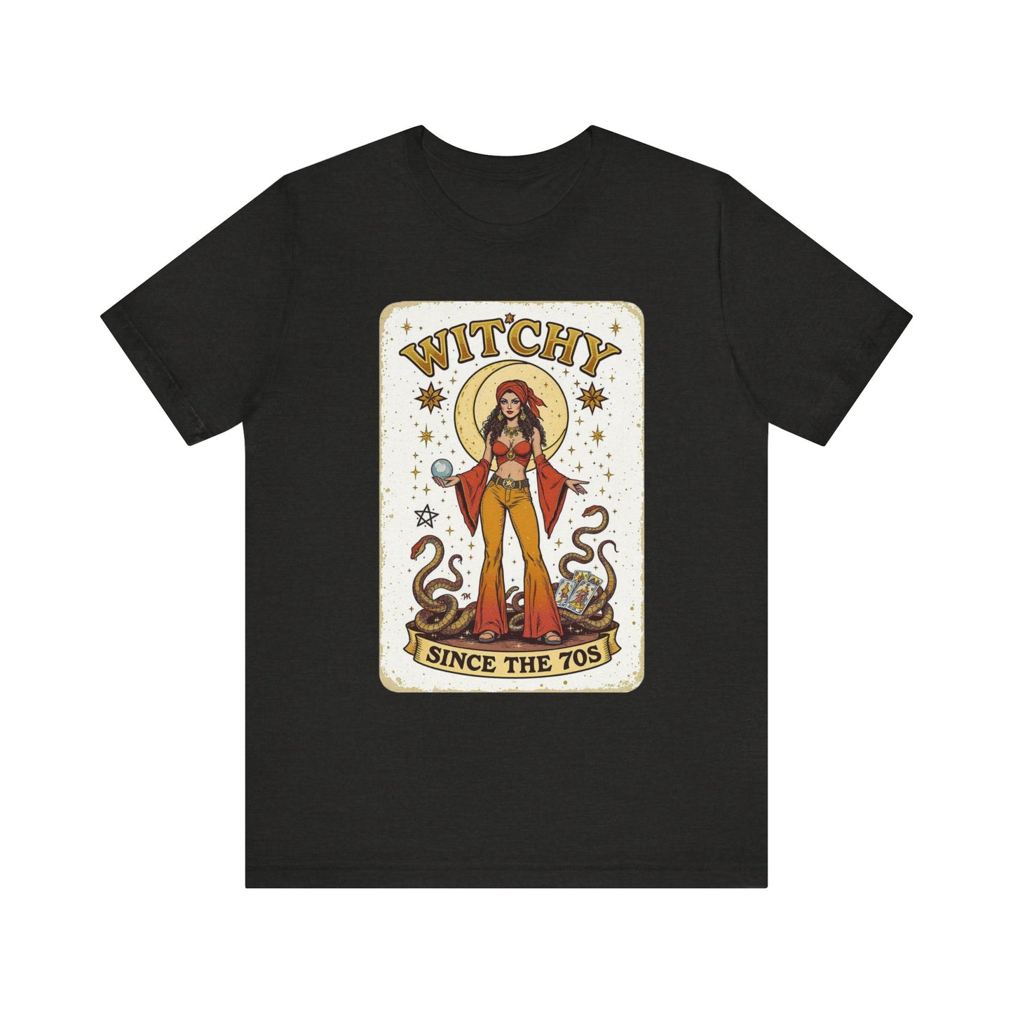 Witchy Graphic Tee, Unisex Vintage Shirt, 70s Inspired Apparel, Perfect Gift for Witch Lovers, Casual Summer Wear, Halloween Outfit