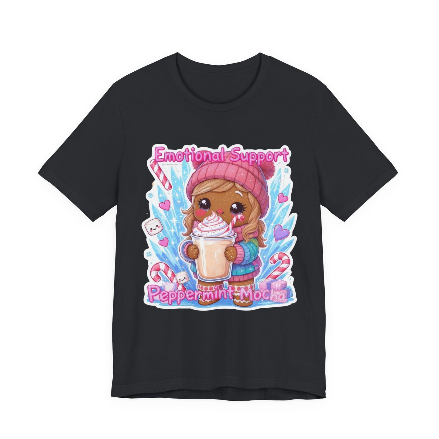 Cute Emotional Support Peppermint Mocha Tee, Funny Christmas Gift, Holiday Party Shirt, Kawaii Cute T-Shirt, Winter Vibes Clothing