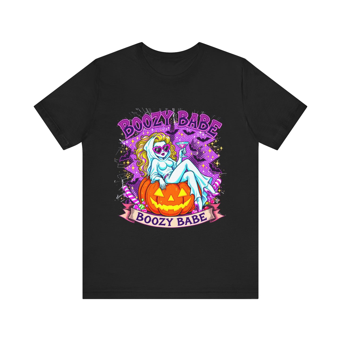 Boozy Babe Ghost T-Shirt, Halloween Shirt, Spooky Tee, Funny Ghost Top, Halloween Party Costume