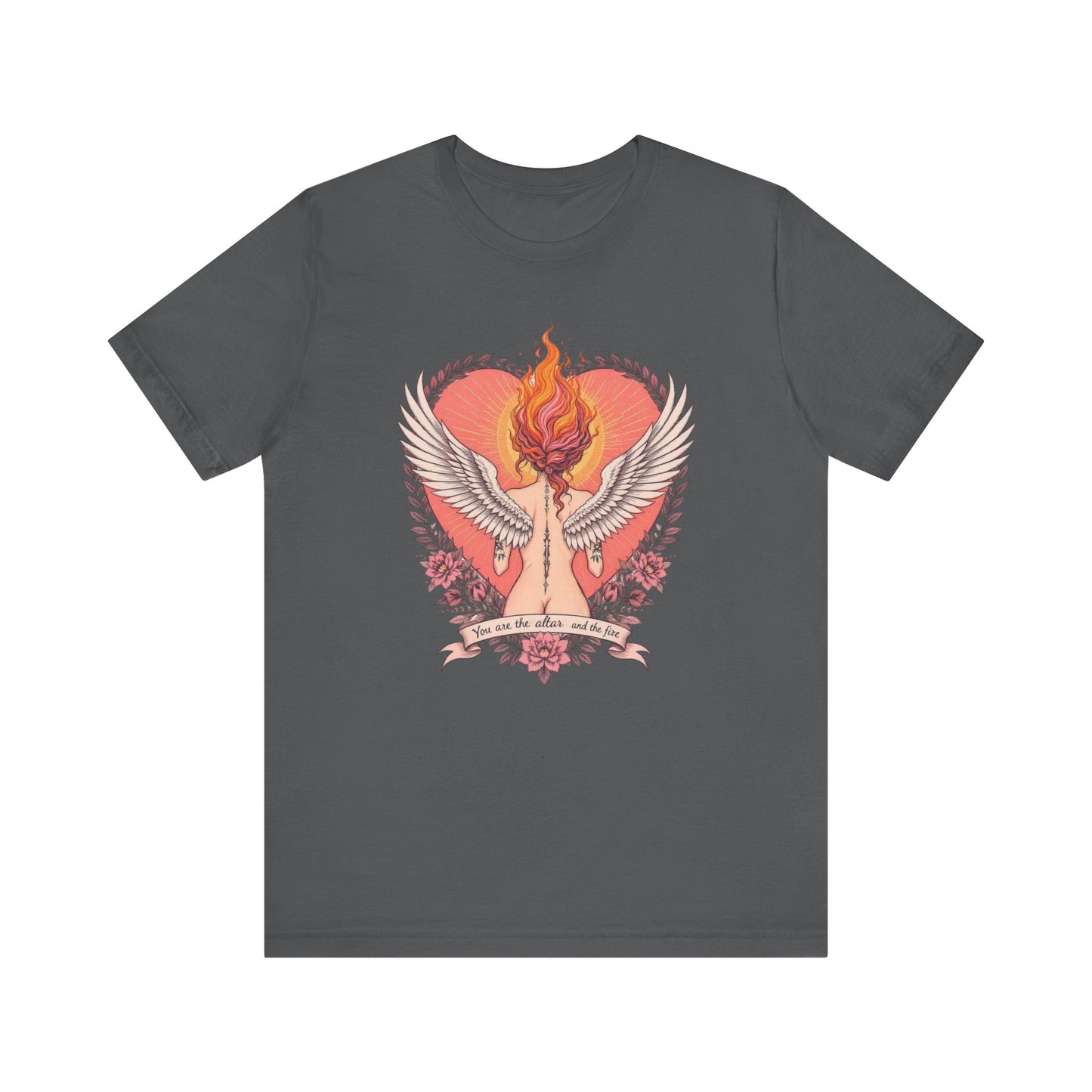 Phoenix Heart Graphic Tee, Flame Wings Shirt, Unisex T-Shirt for Couples, Creative Gift for Birthdays, Inspirational Apparel