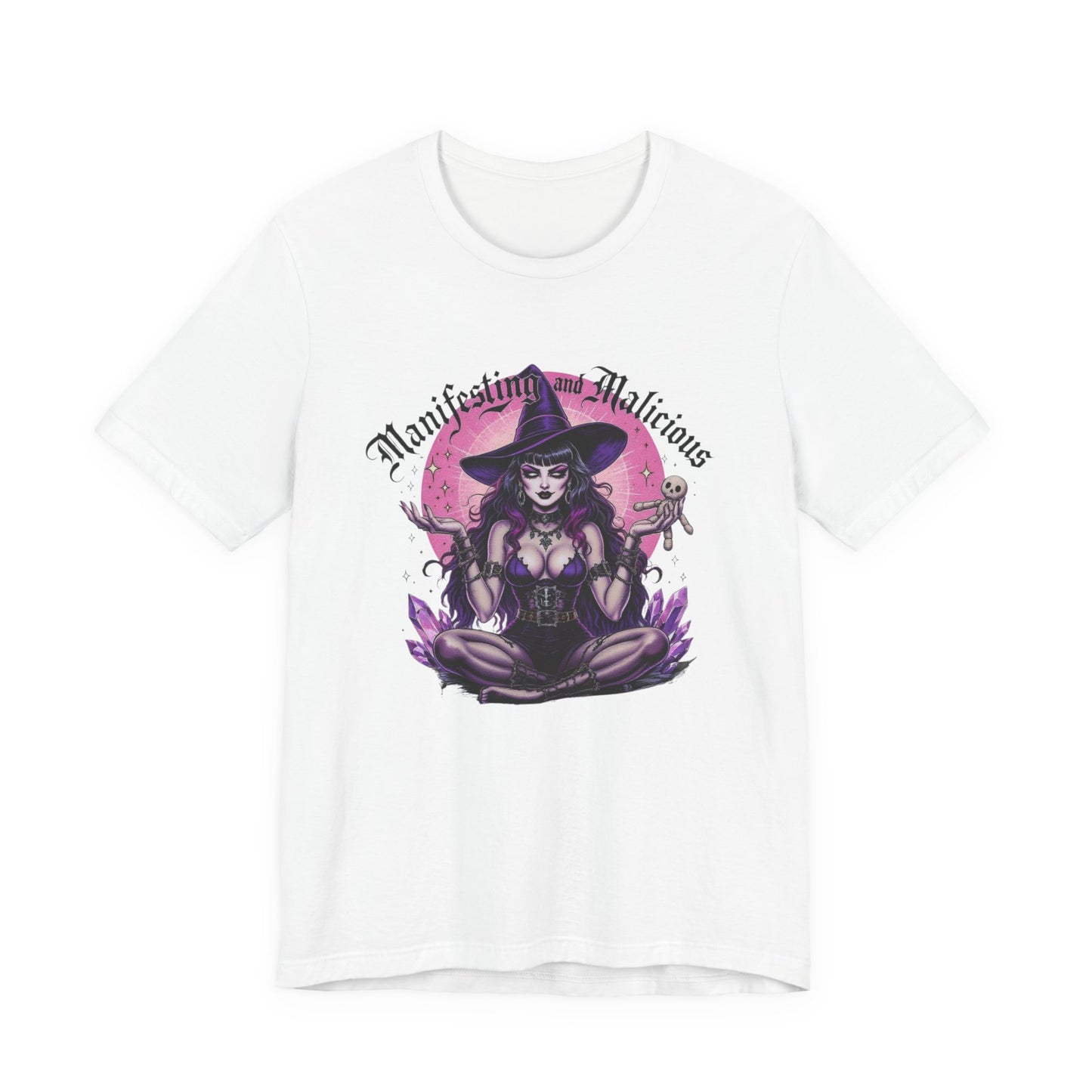 Witchy Manifesting Tee, Unisex Short Sleeve Shirt, Magician Graphic T-Shirt, Boho Style Top, Halloween Gift, Spiritual Empowerment Apparel