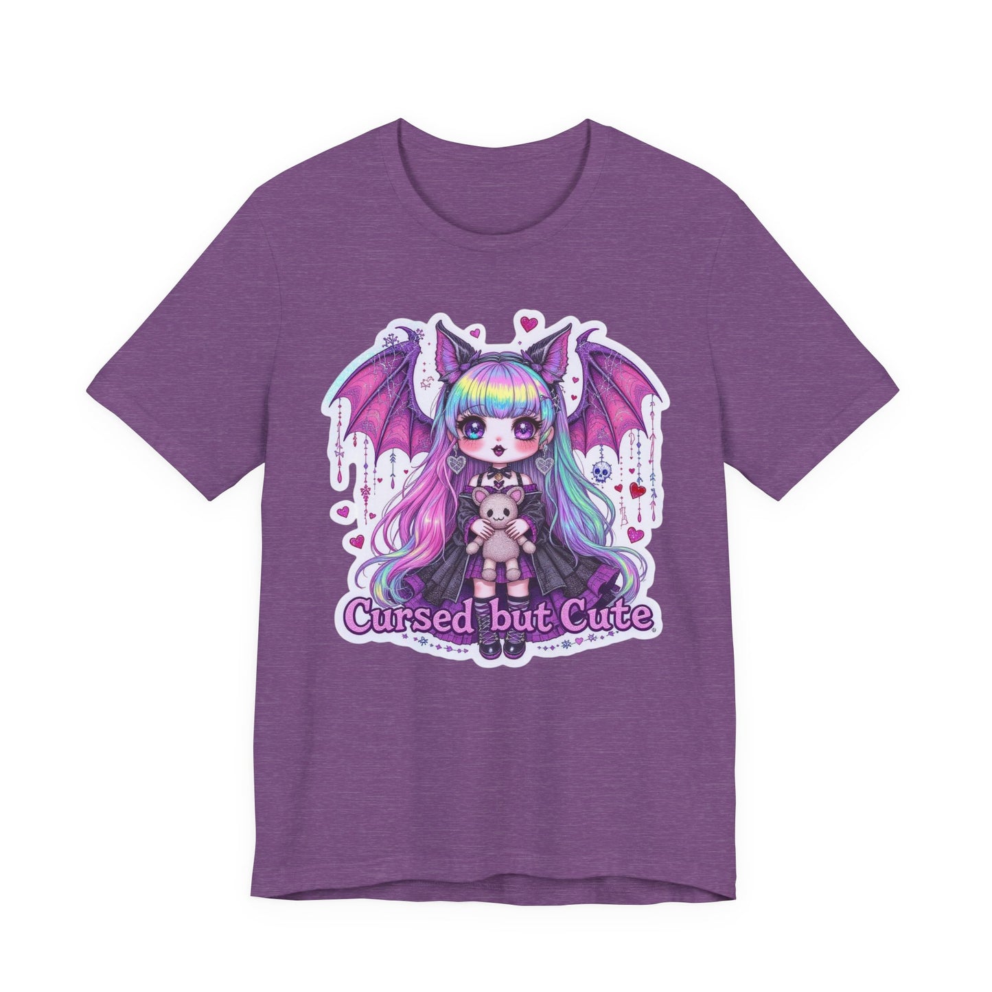 Cursed but Cute Tee, Cute T-Shirt, Gothic Fashion Tee, Kawaii Graphic Tee, Halloween Shirt, Unisex Casual Wear, Unique Gift