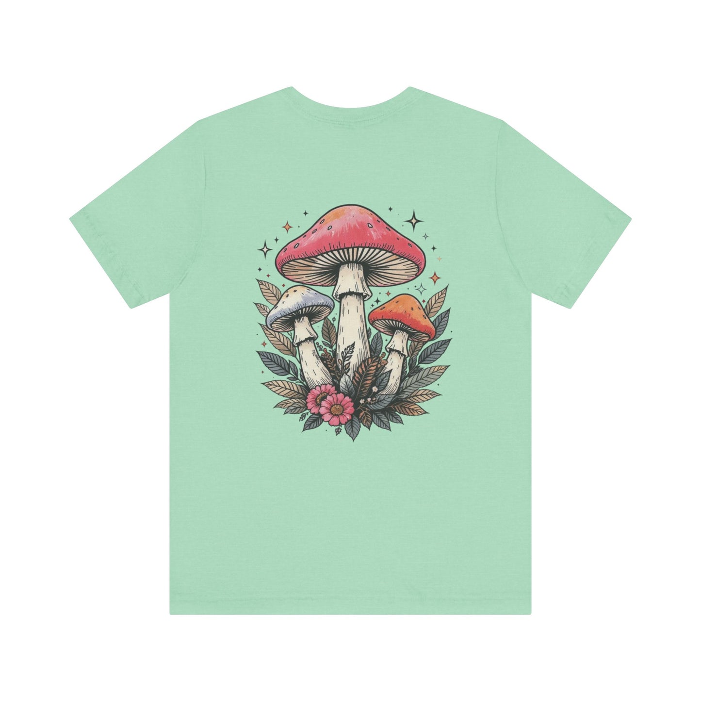 Mushroom Art Tee, Unisex Graphic T-Shirt, Boho Style Apparel, Nature Lover Gift, Festival Outfit, Comfortable Casual Wear