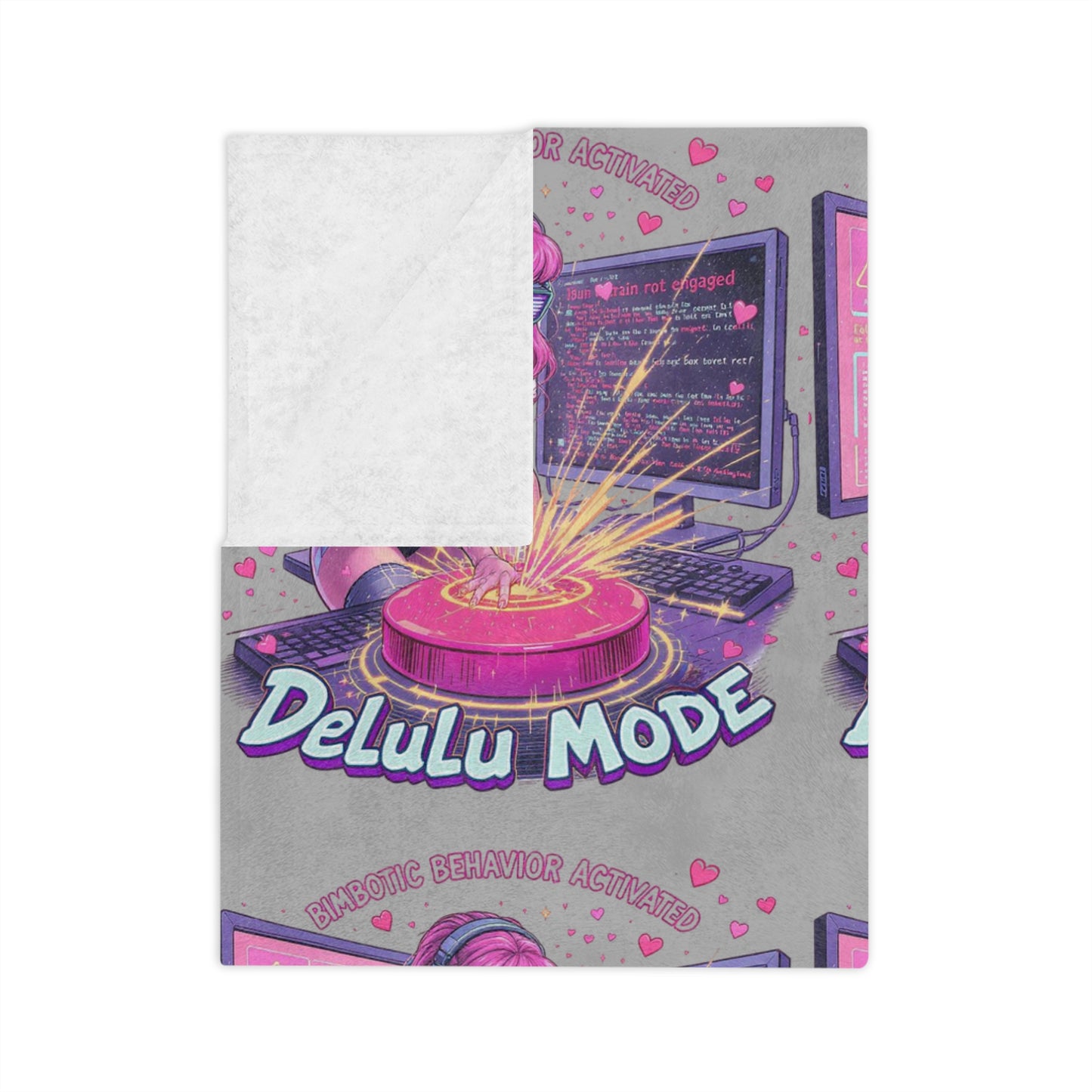 Delulu Mode Velveteen Microfiber Blanket, Cozy Throw, Fun Gift for Gamers, Home Decor, Soft Blanket for Movie Nights