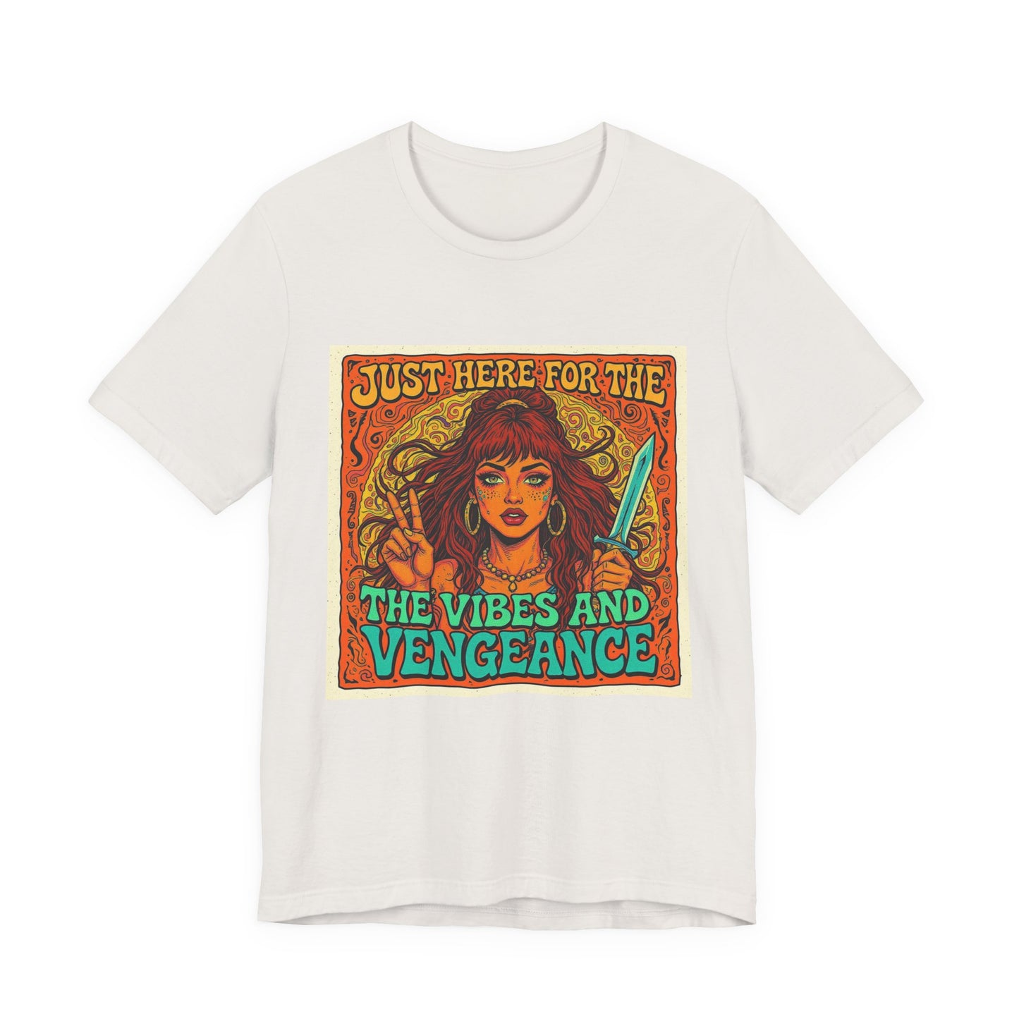 Vibes and Vengeance Tee, Graphic T-Shirt, Unisex Short Sleeve Shirt, Gift for Fans, Casual Wear, Empowering Apparel