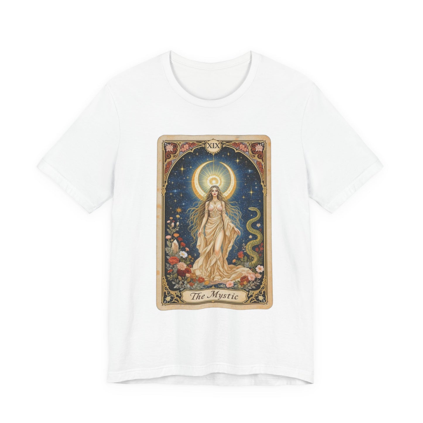 Mystic Tarot Short Sleeve Tee, Astrology Lovers Gift, Boho Style Top, Spiritual Apparel, Occult Themed Shirt, Unique Tee for Festivals