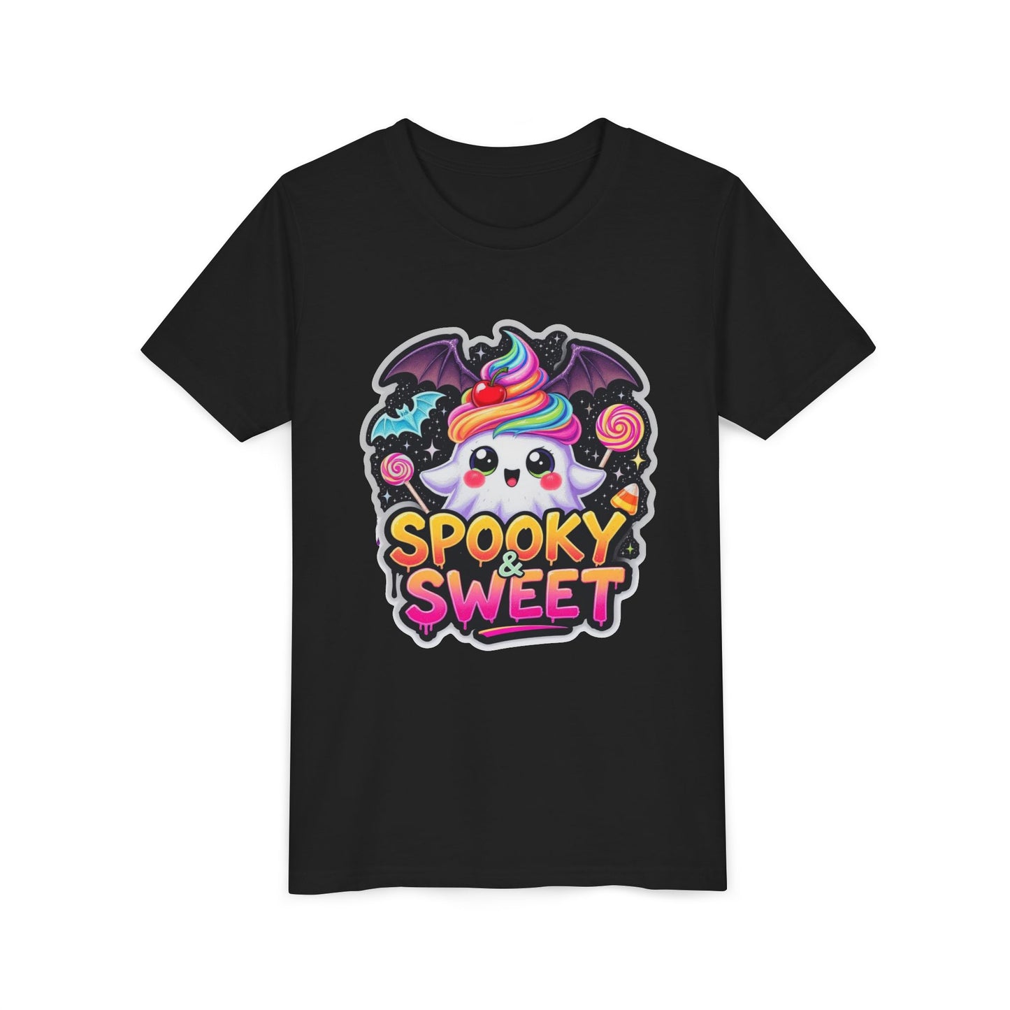 Spooky and Sweet Youth Tee, Halloween Shirt for Kids, Creepy Cute Children's T-Shirt, Fun Scary Graphic Top, Halloween Party Clothing