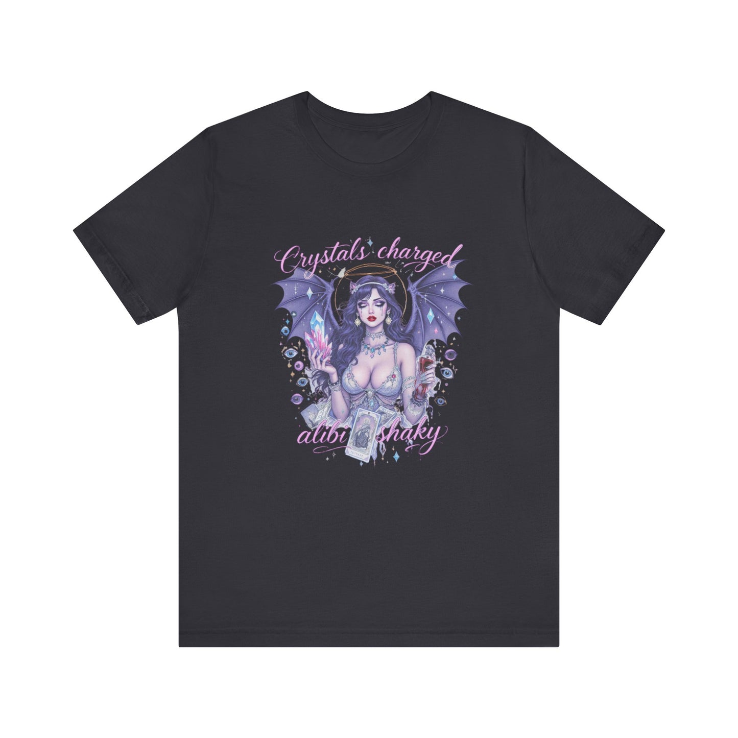 Enchanting Crystal Charged Tee for Spirituality Enthusiasts, Fantasy Tee, Unisex Graphic T-Shirt, Bohemian Style, Gift for Occult Lovers