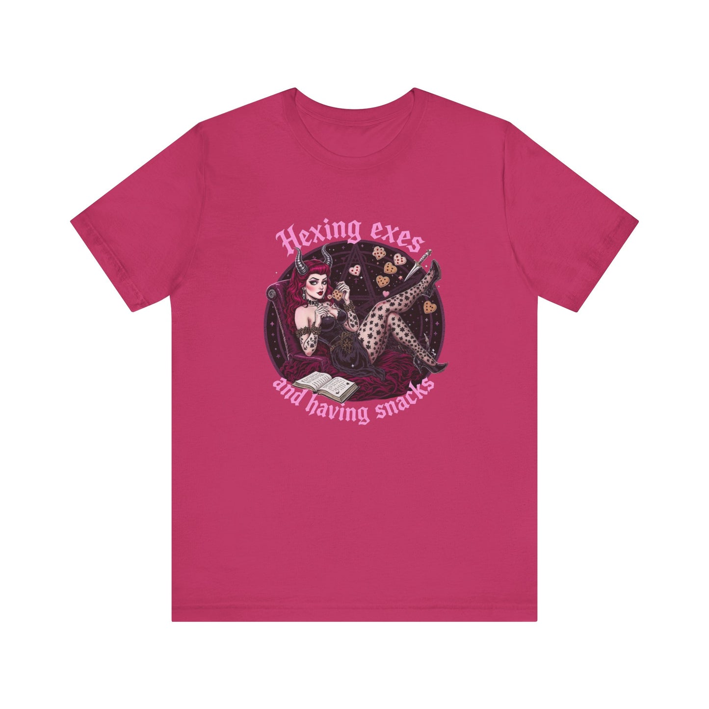 Hexing Exes and Having Snacks Tee, Witchy T-Shirt, Alternative Fashion, Gift for Her, Humor Shirt, Halloween Apparel