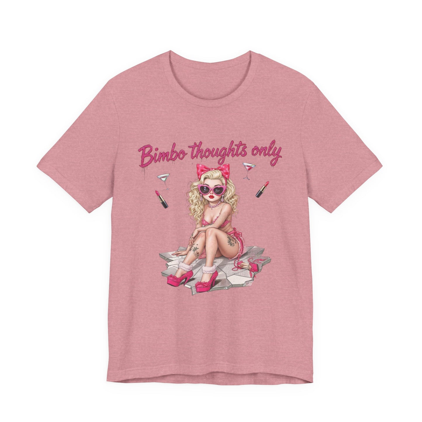 Bimbo Thoughts Short Sleeve Tee, Cute Graphic T-Shirt, Trendy Casual Wear, Fun Summer Top, Gift for Friends, Fashion Statement