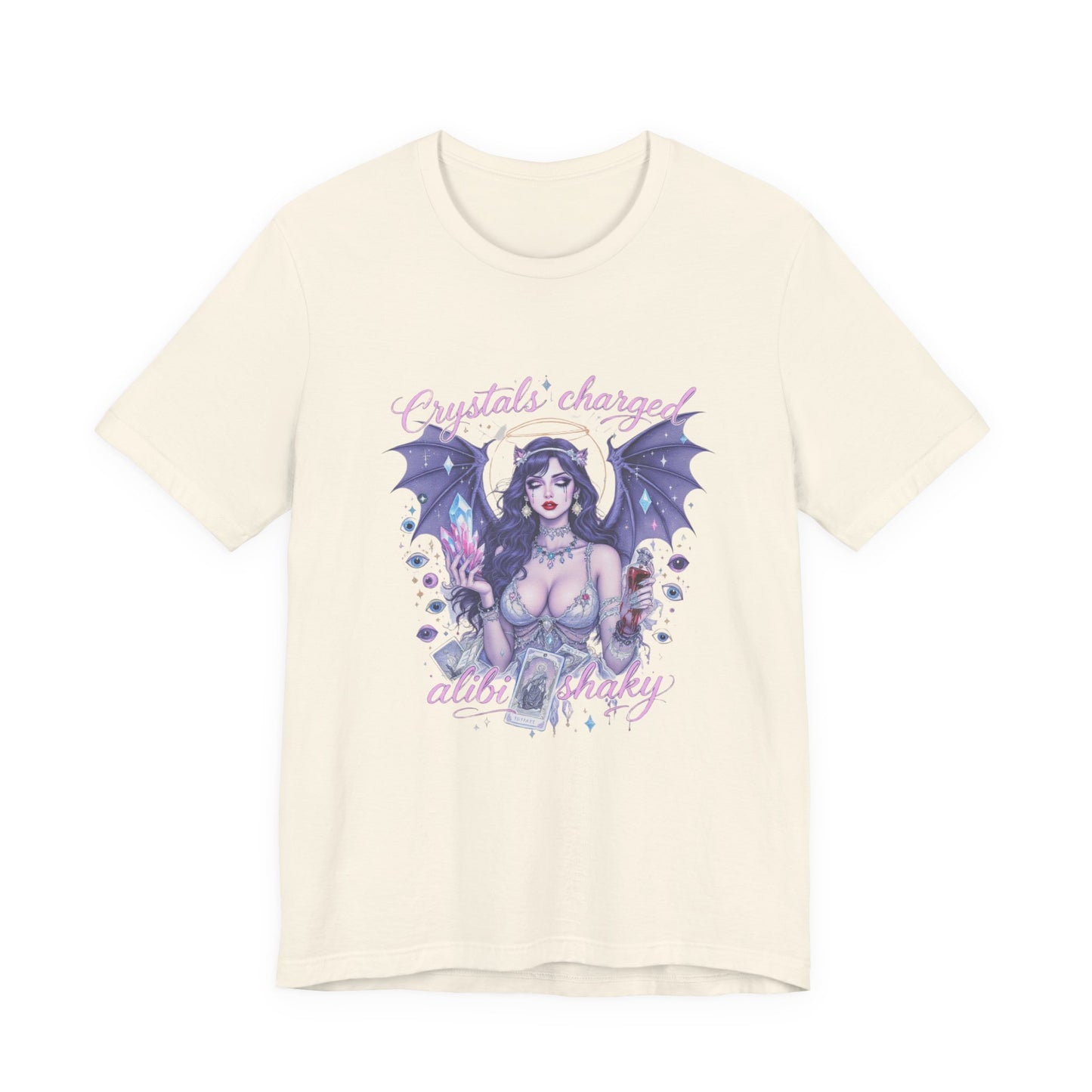 Enchanting Crystal Charged Tee for Spirituality Enthusiasts, Fantasy Tee, Unisex Graphic T-Shirt, Bohemian Style, Gift for Occult Lovers