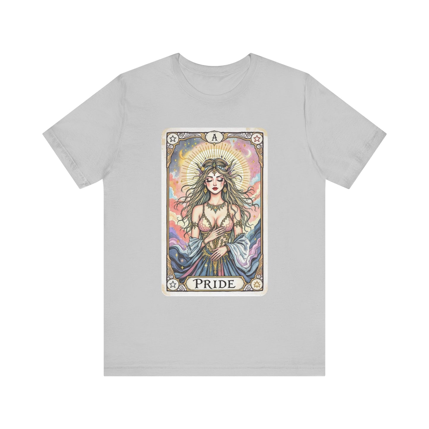 Pride Tarot Card Tee, Unisex Short Sleeve Shirt, Boho Fashion Top, Spiritual Gift, Birthday Gift, Tarot Enthusiast Wear
