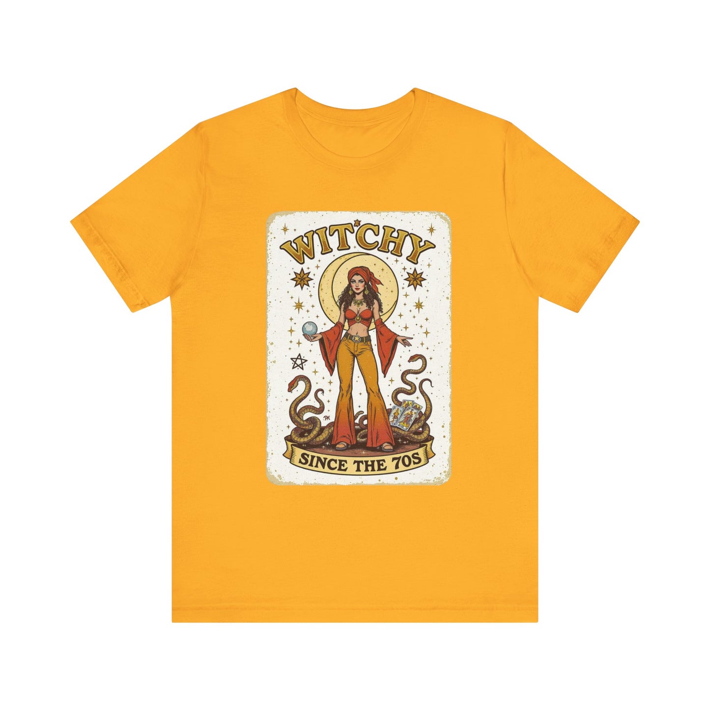 Witchy Graphic Tee, Unisex Vintage Shirt, 70s Inspired Apparel, Perfect Gift for Witch Lovers, Casual Summer Wear, Halloween Outfit